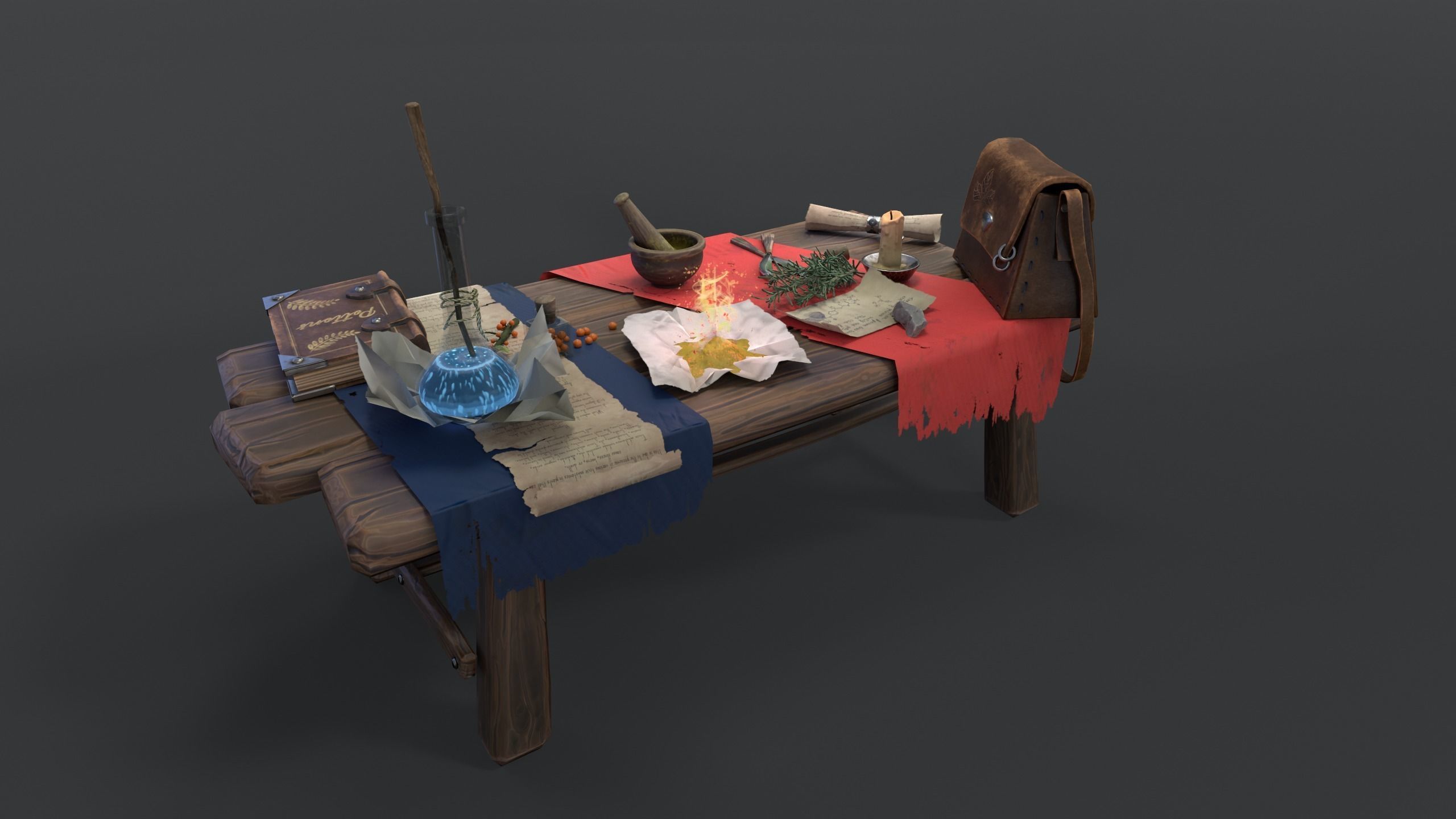 Stylized table Low-poly 3D model_10