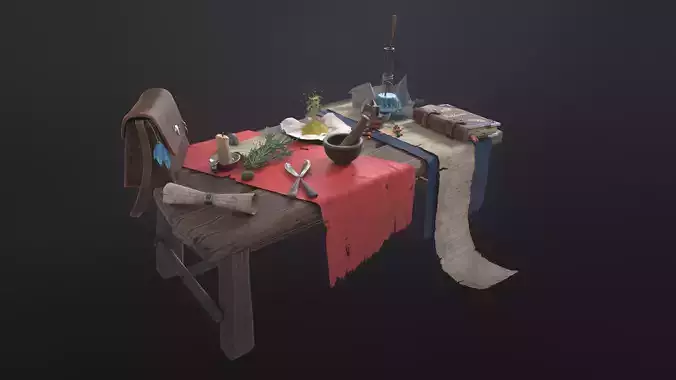 Stylized table Low-poly 3D model
