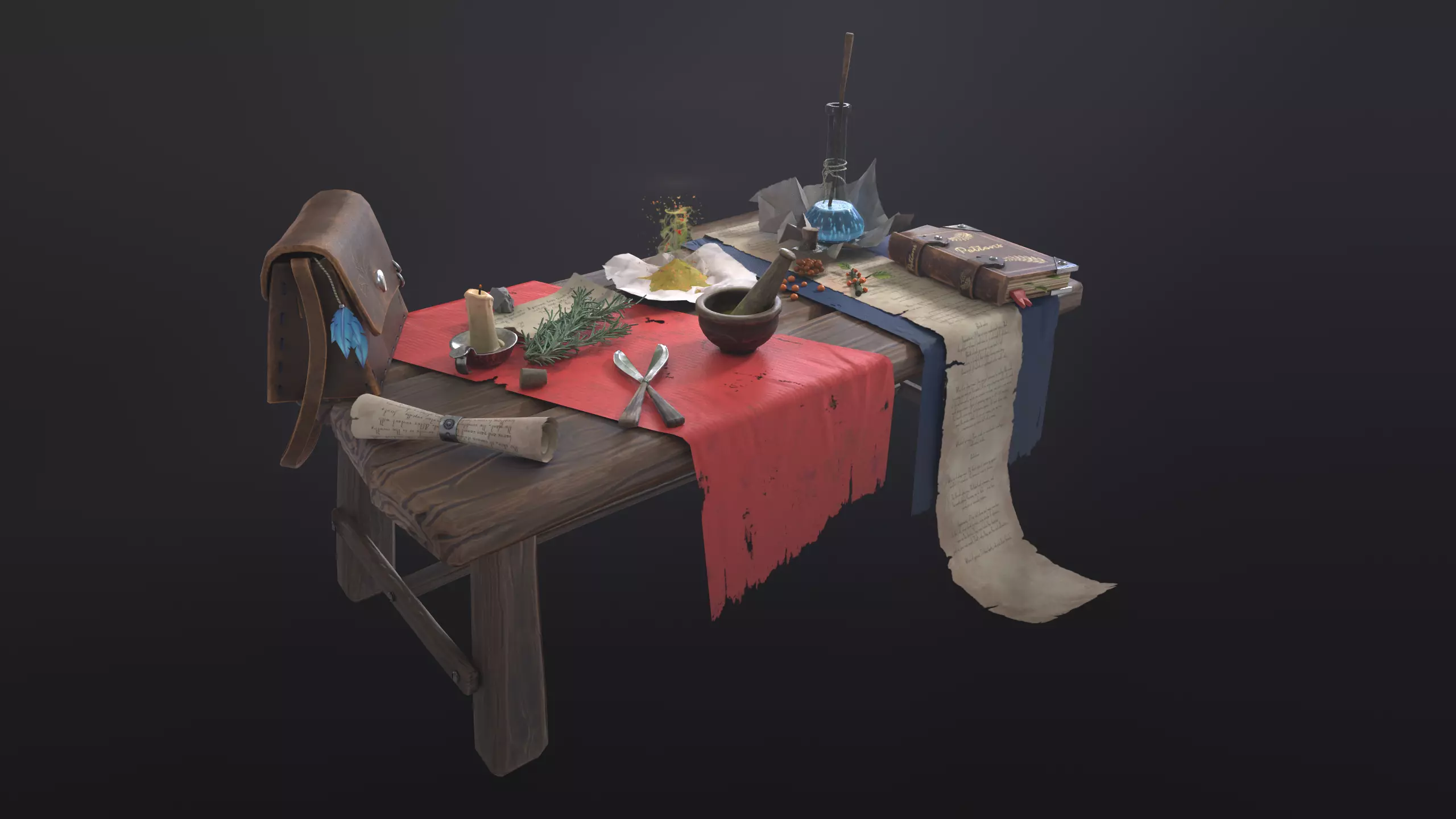 Stylized table Low-poly 3D model_0