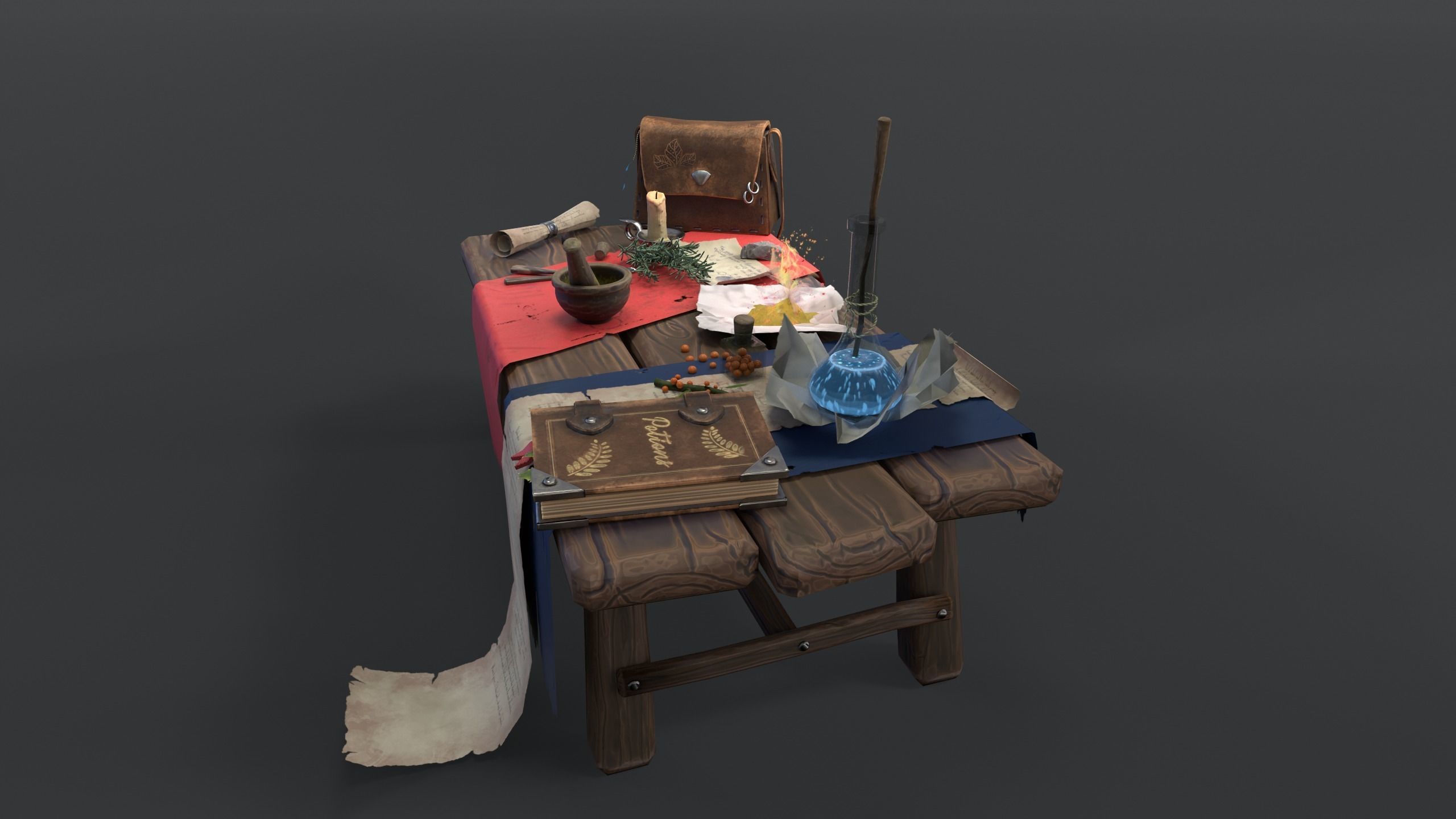 Stylized table Low-poly 3D model_8