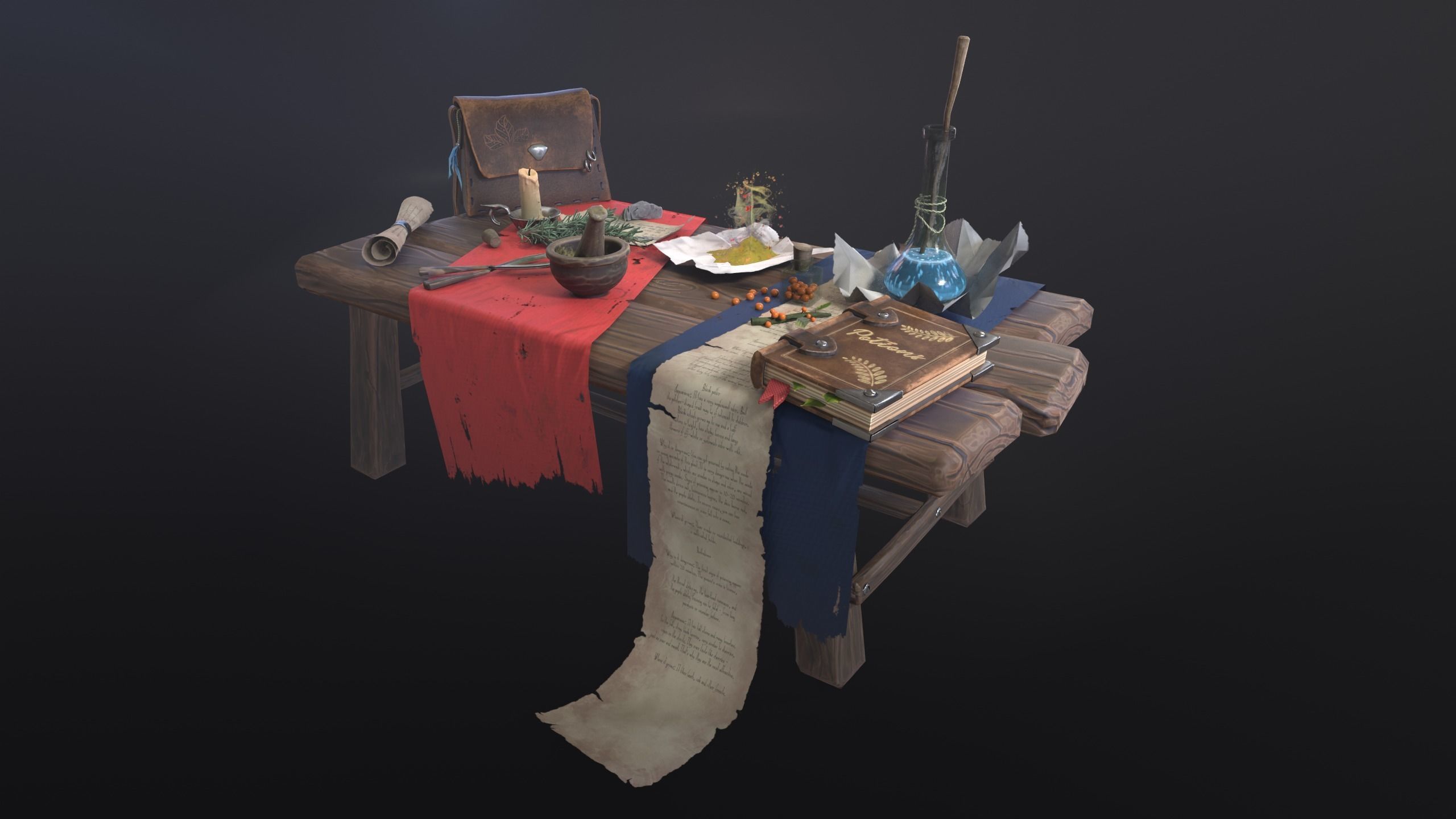 Stylized table Low-poly 3D model_1