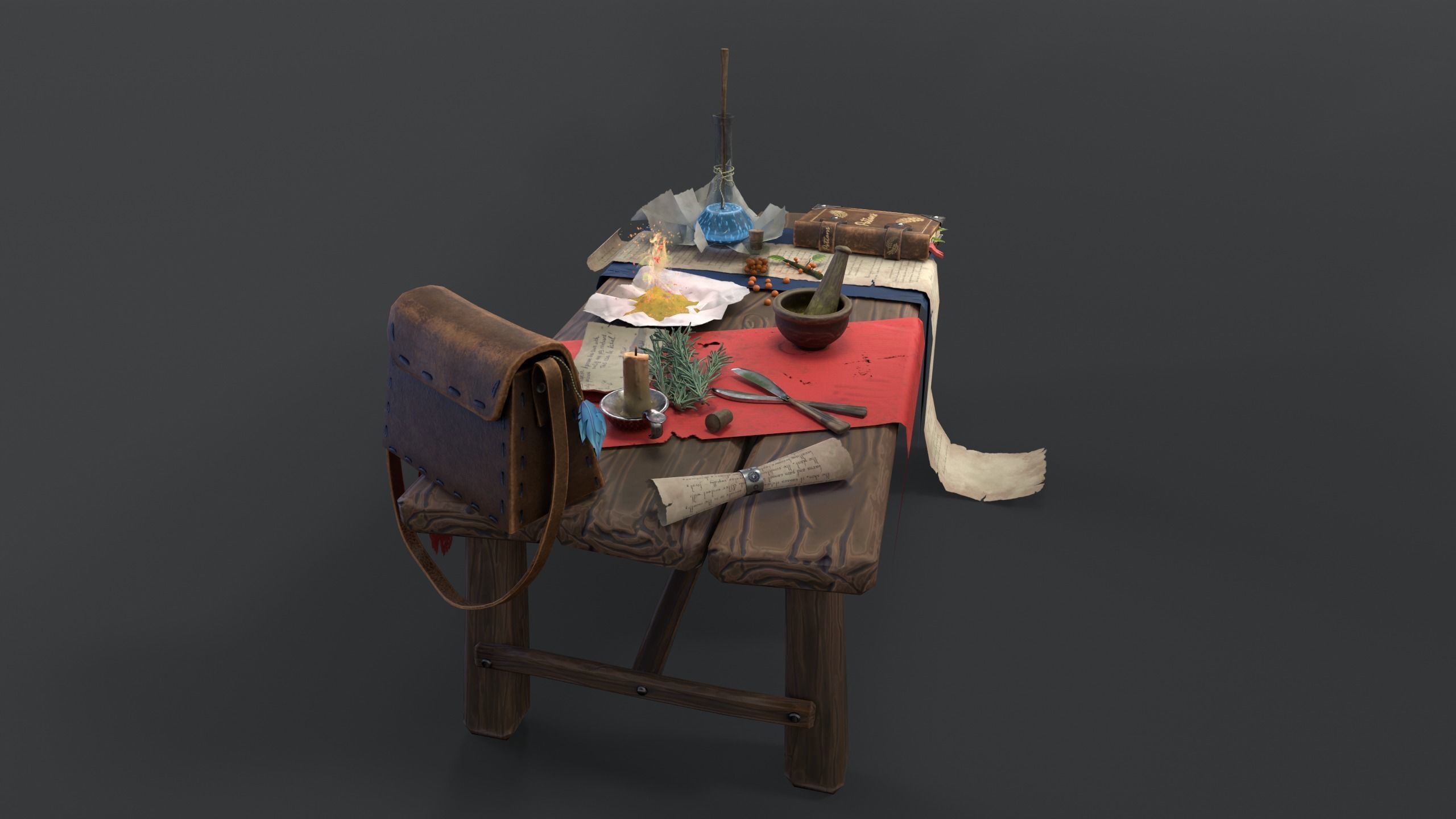 Stylized table Low-poly 3D model_14