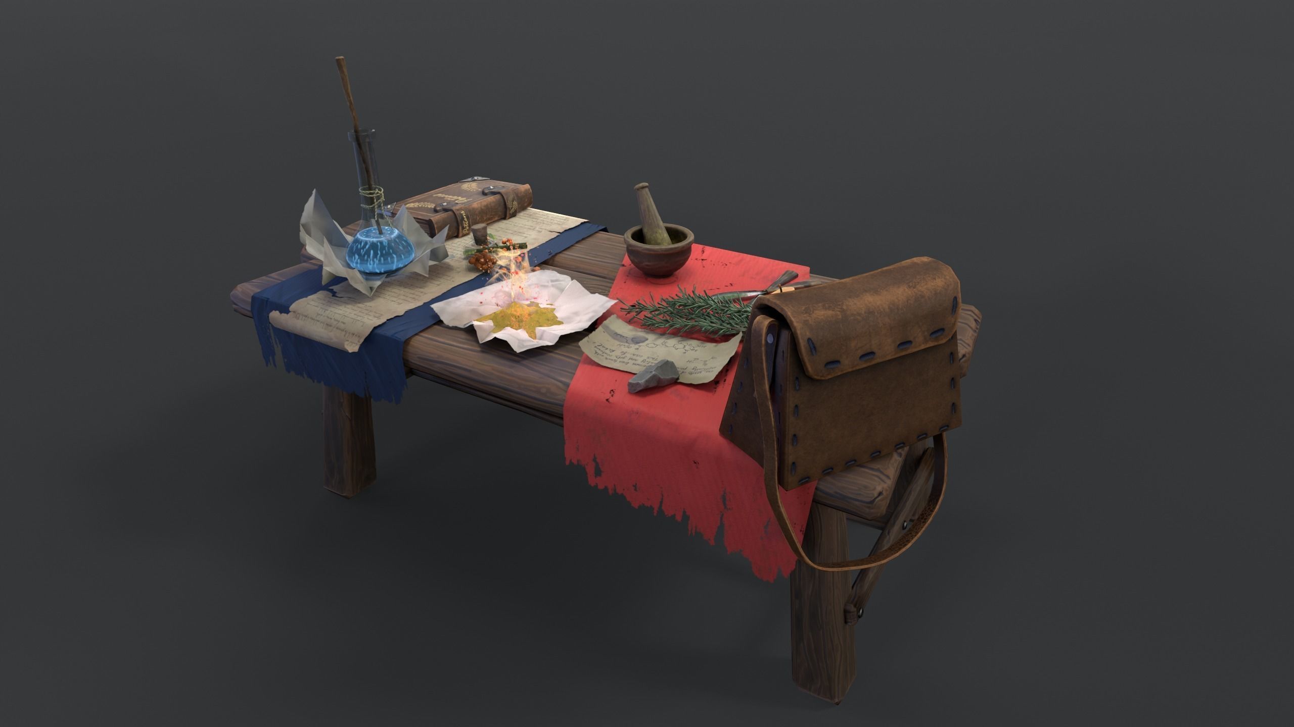 Stylized table Low-poly 3D model_12