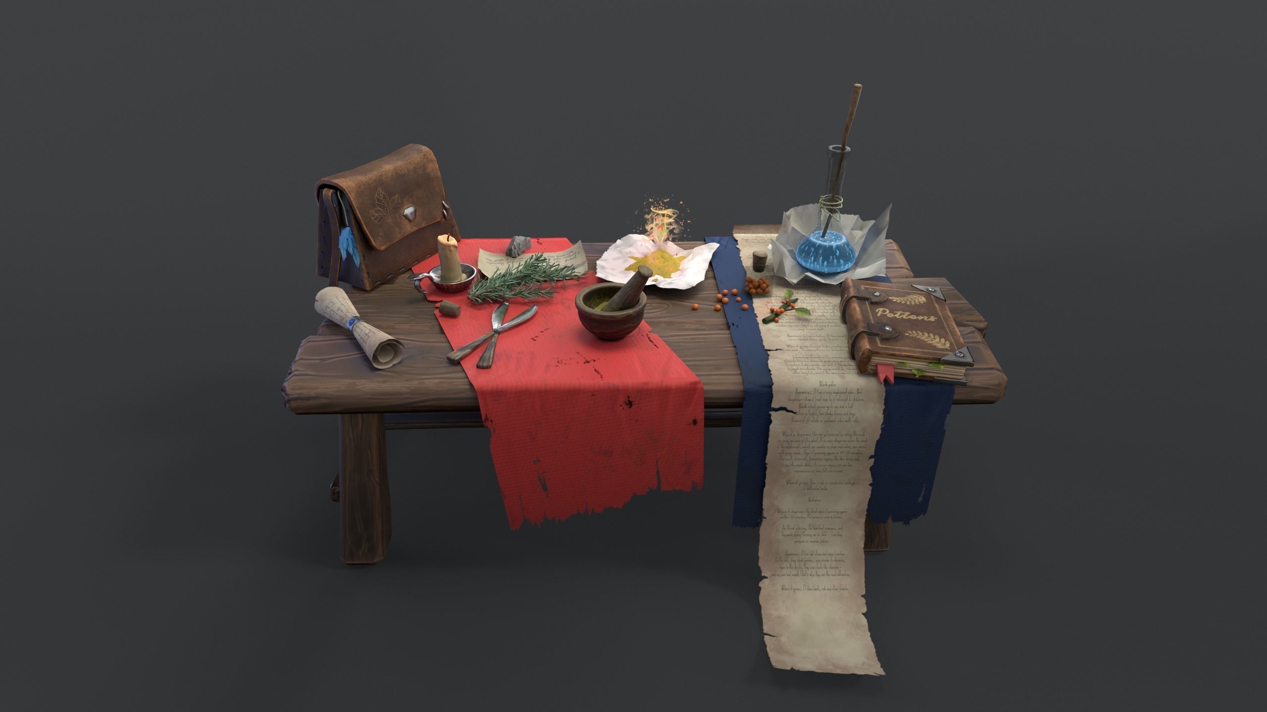 Stylized table Low-poly 3D model_6