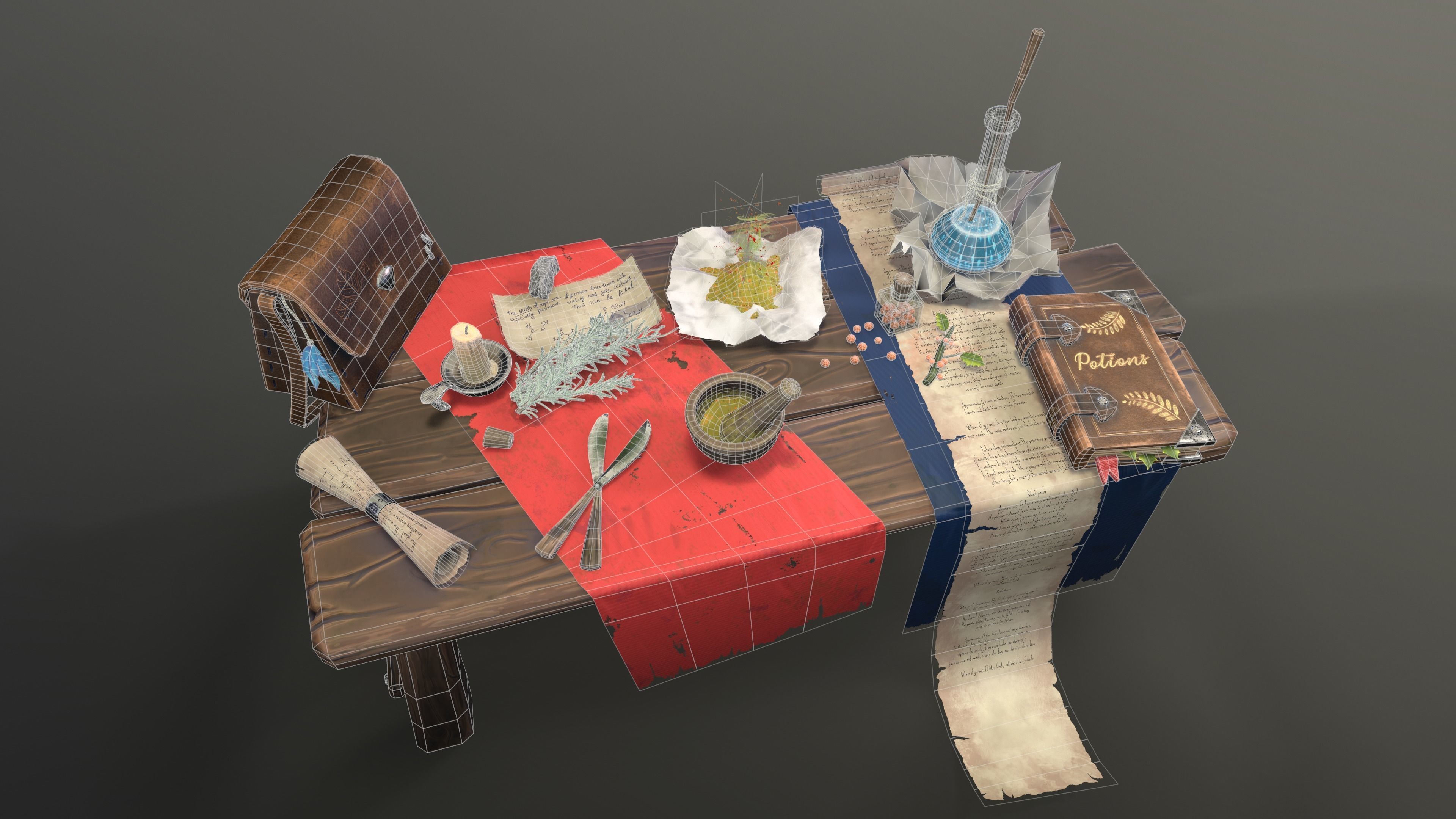 Stylized table Low-poly 3D model_3