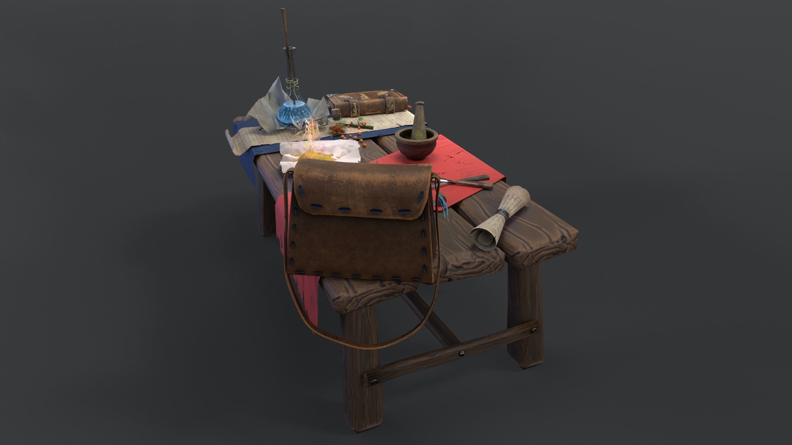 Stylized table Low-poly 3D model_13