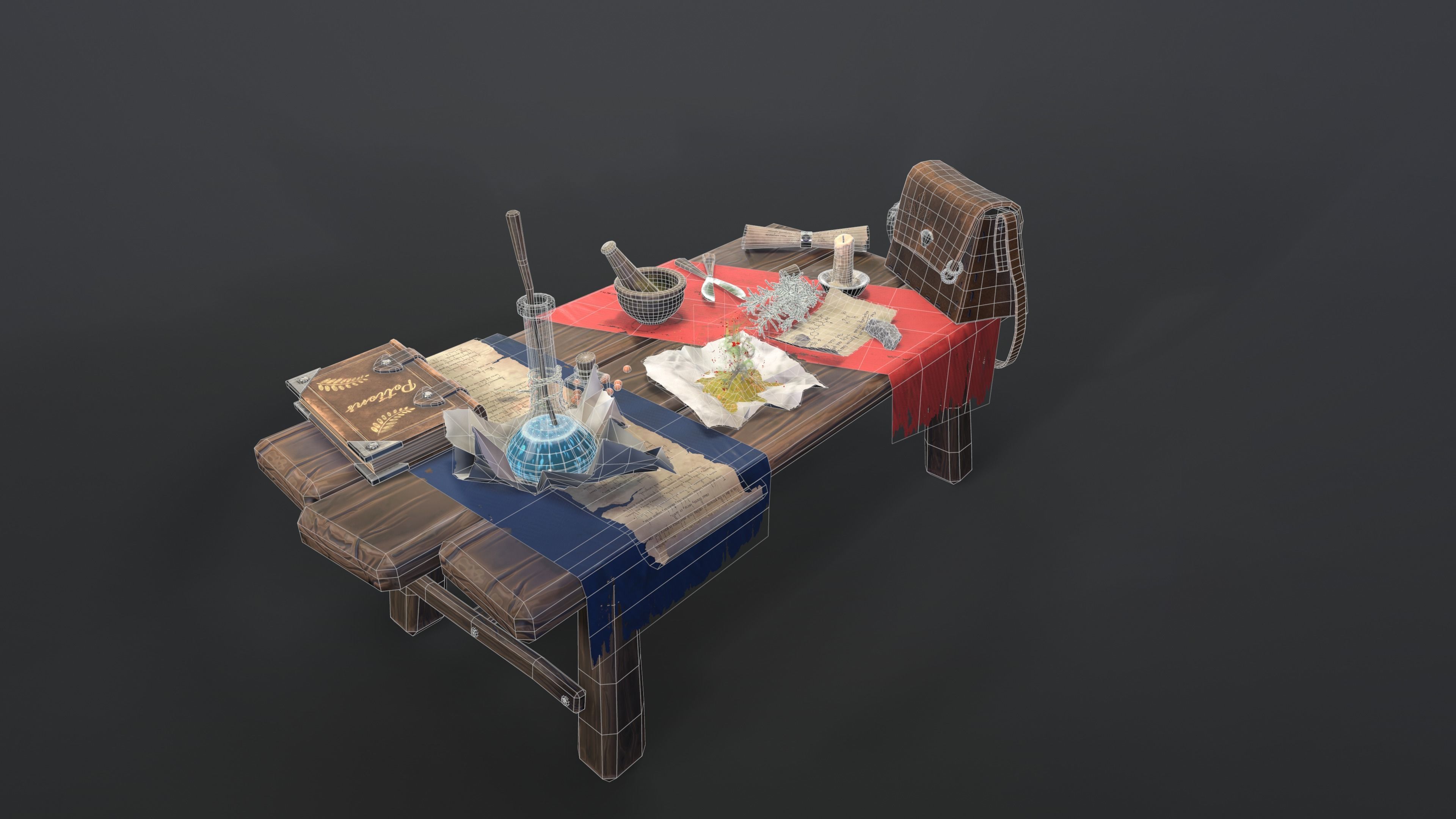 Stylized table Low-poly 3D model_4