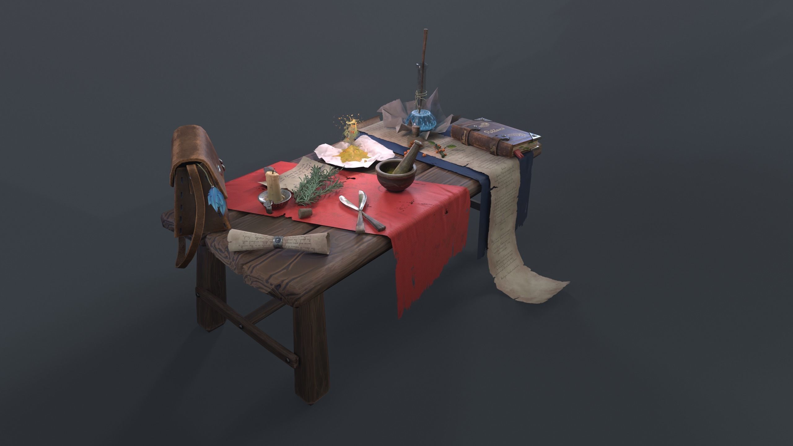 Stylized table Low-poly 3D model_2