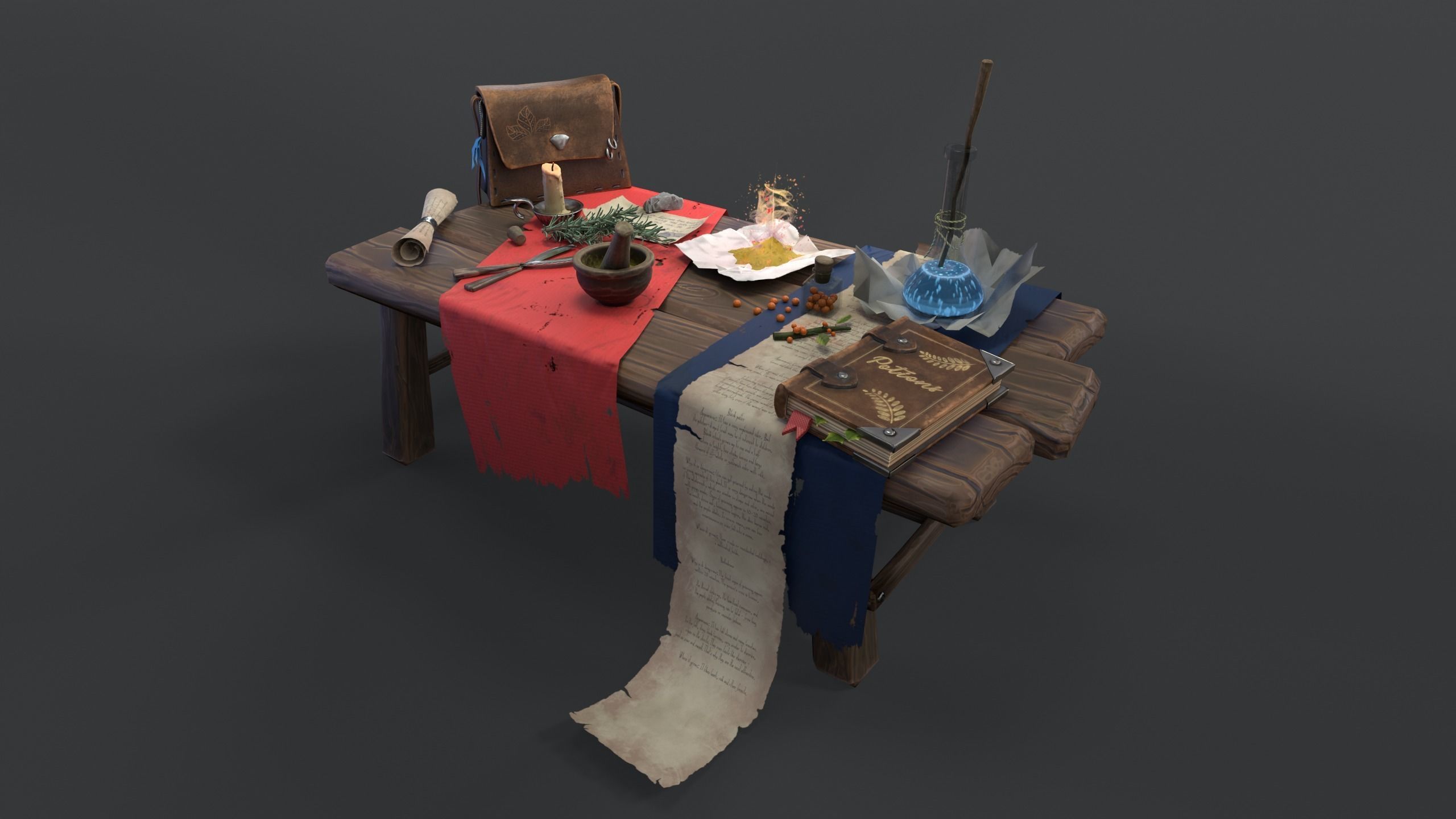 Stylized table Low-poly 3D model_7
