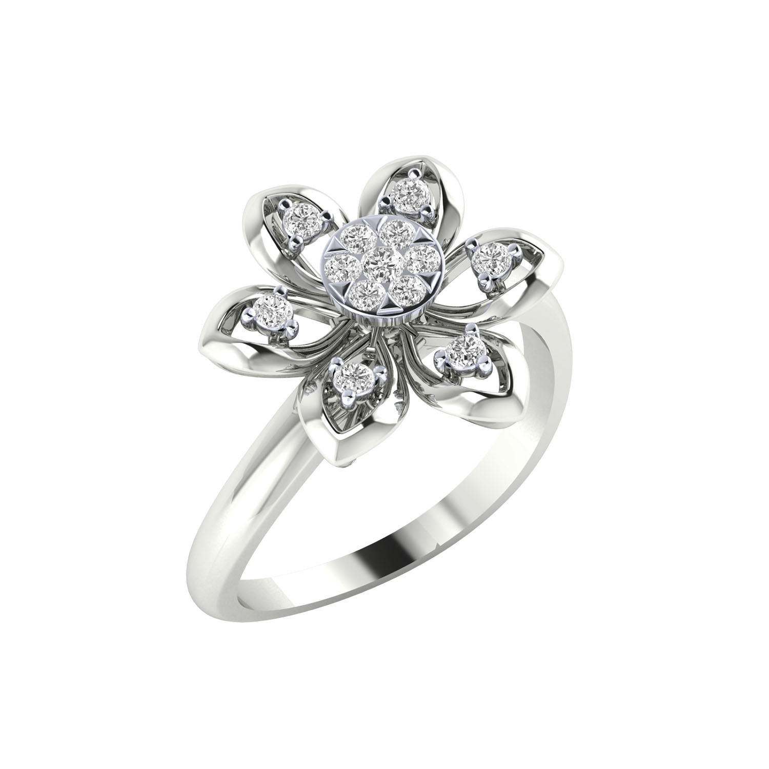 Women Flower Ring STL OBJ FBX Renders Details 3D print model_10