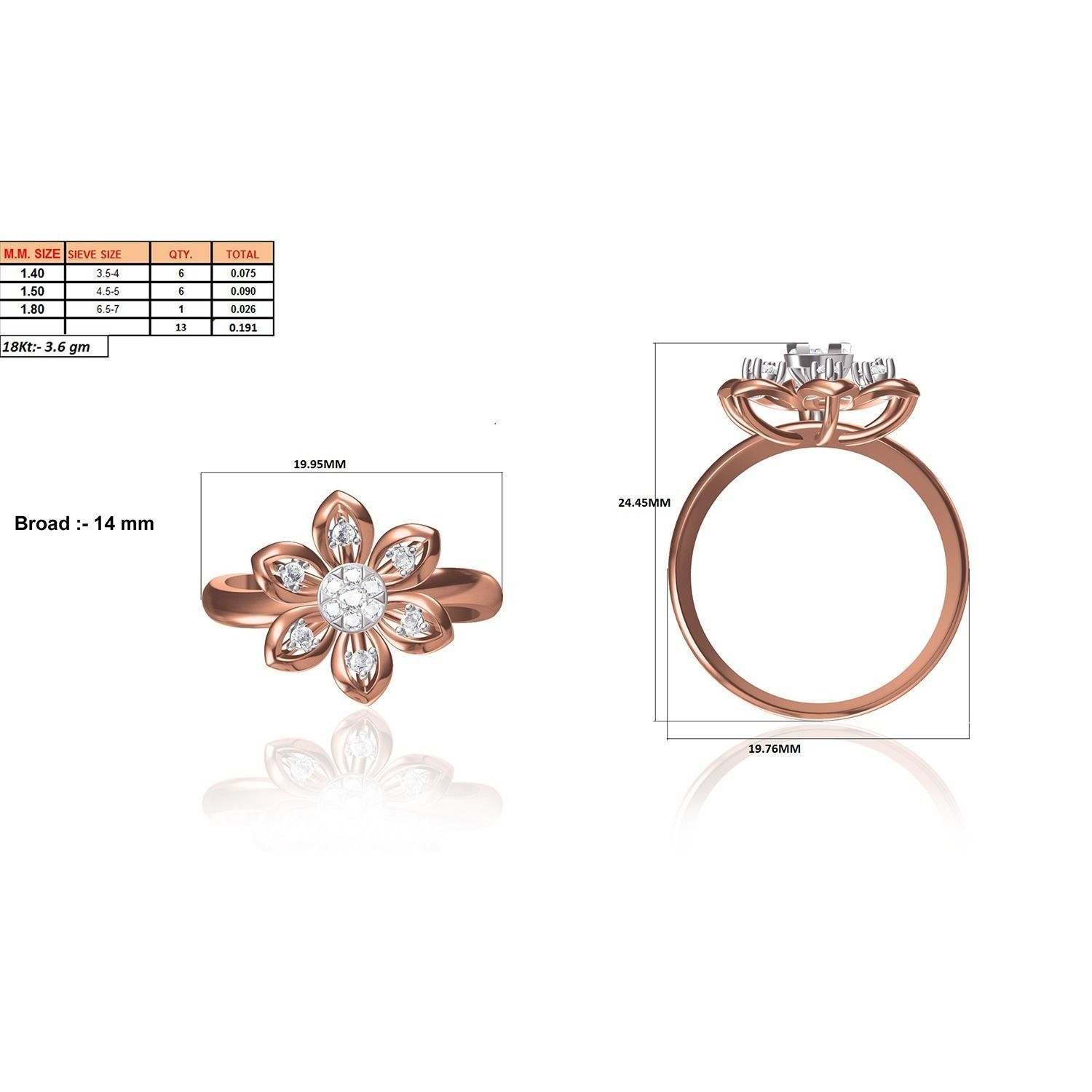 Women Flower Ring STL OBJ FBX Renders Details 3D print model_25