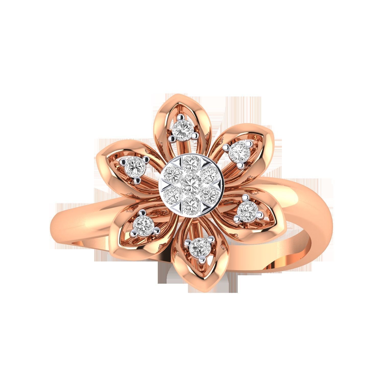 Women Flower Ring STL OBJ FBX Renders Details 3D print model_7