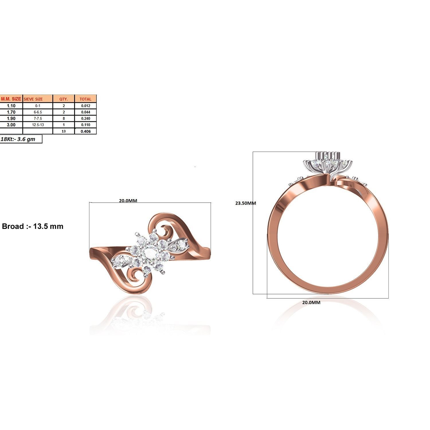 Women Wedding Engagement Ring STL OBJ FBX Renders Details 3D print model_25