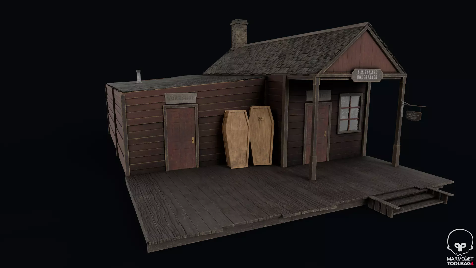 The Undertaker Shop Low-poly 3D model