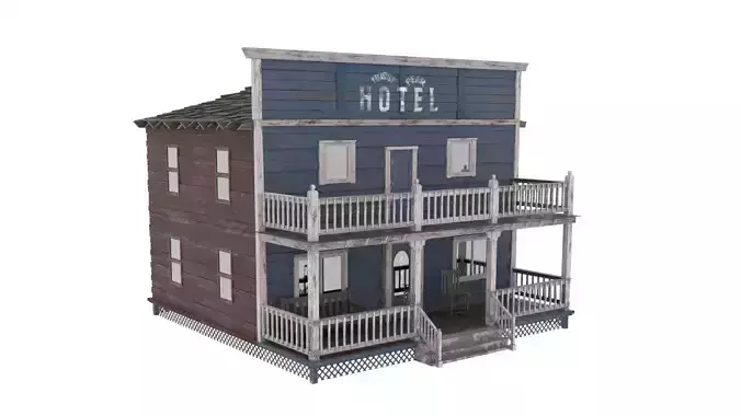 Wild West Hotel Low-poly 3D model