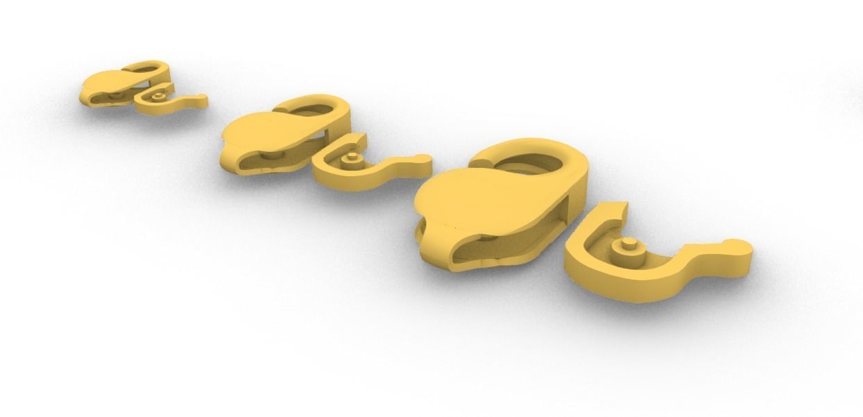 chain clasp Broche pico de loro clip 3D print model_3