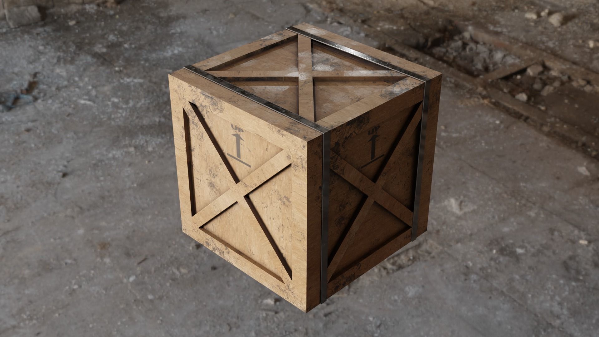 Warehouse Crate Low-poly 3D model_1