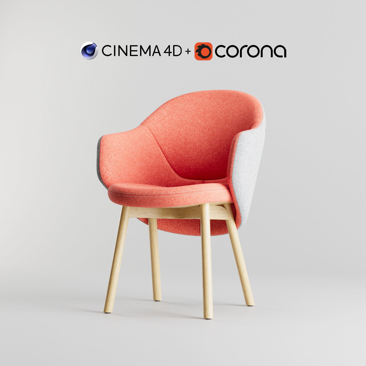 Albu Armchair By Ton C4D and Corona Renderer 3D model_3
