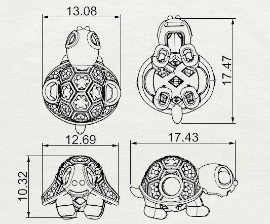 CHARM PASANTE TORTUGA 3D print model_4