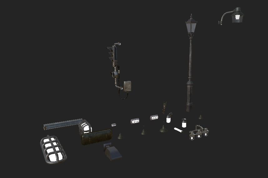 Street Lights Low-poly 3D model_2