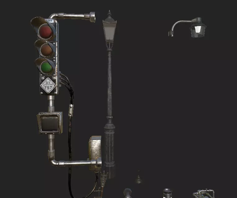 Street Lights Low-poly 3D model_0