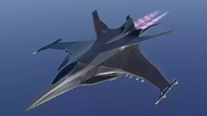 Sci Fi fighter aircraft Low-poly 3D model