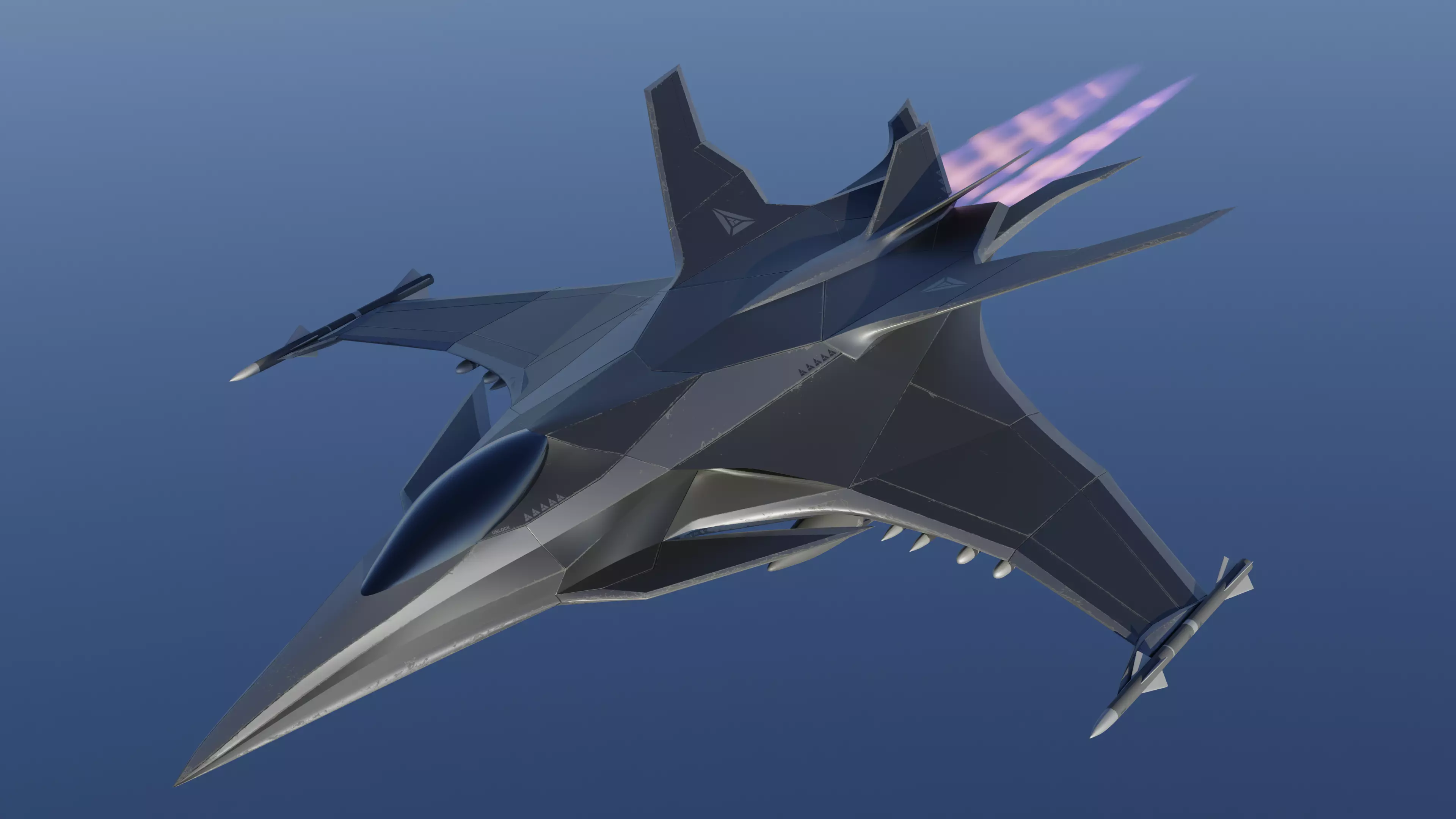 Sci Fi fighter aircraft Low-poly 3D model_0