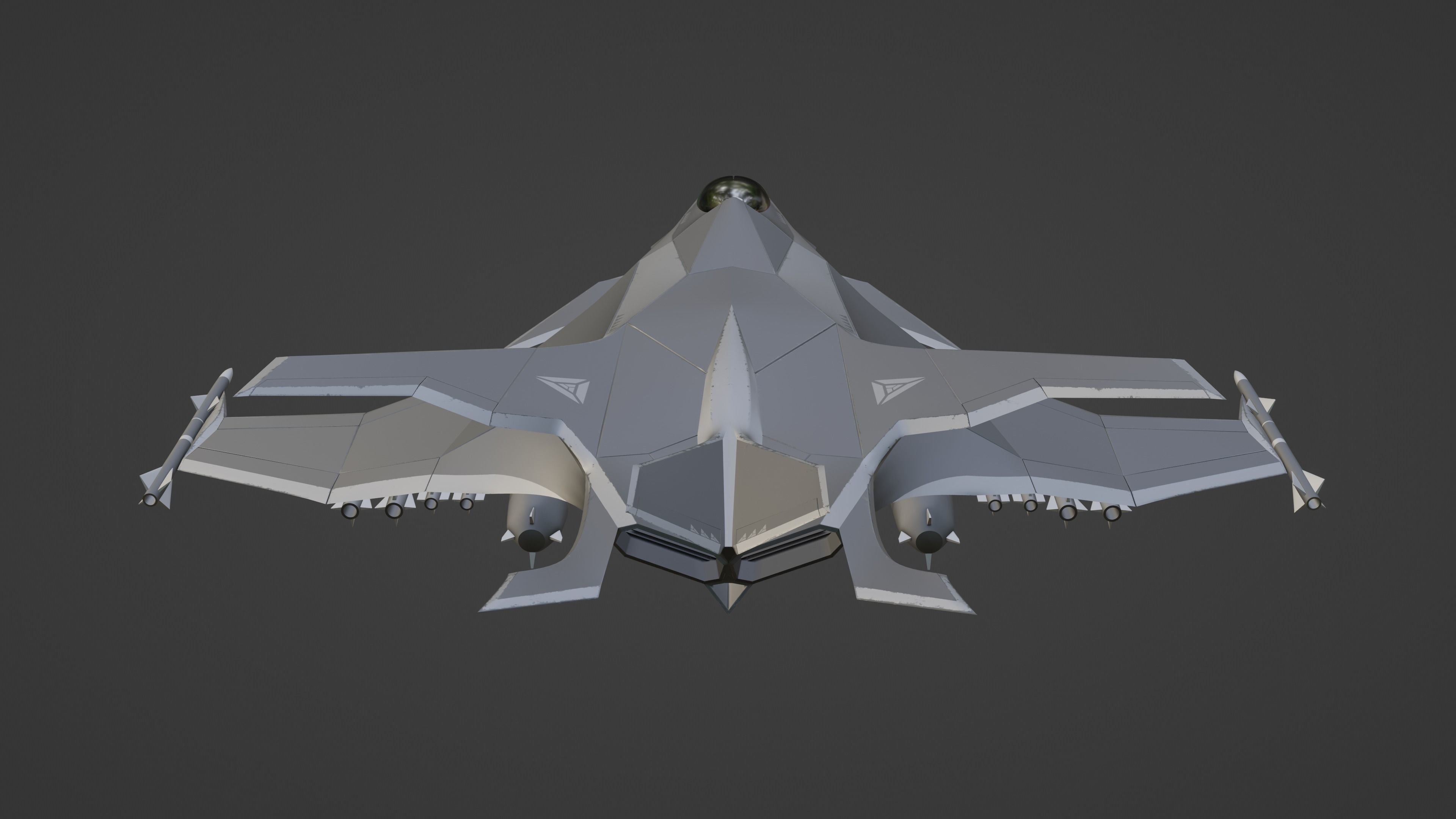 Sci Fi fighter aircraft Low-poly 3D model_11