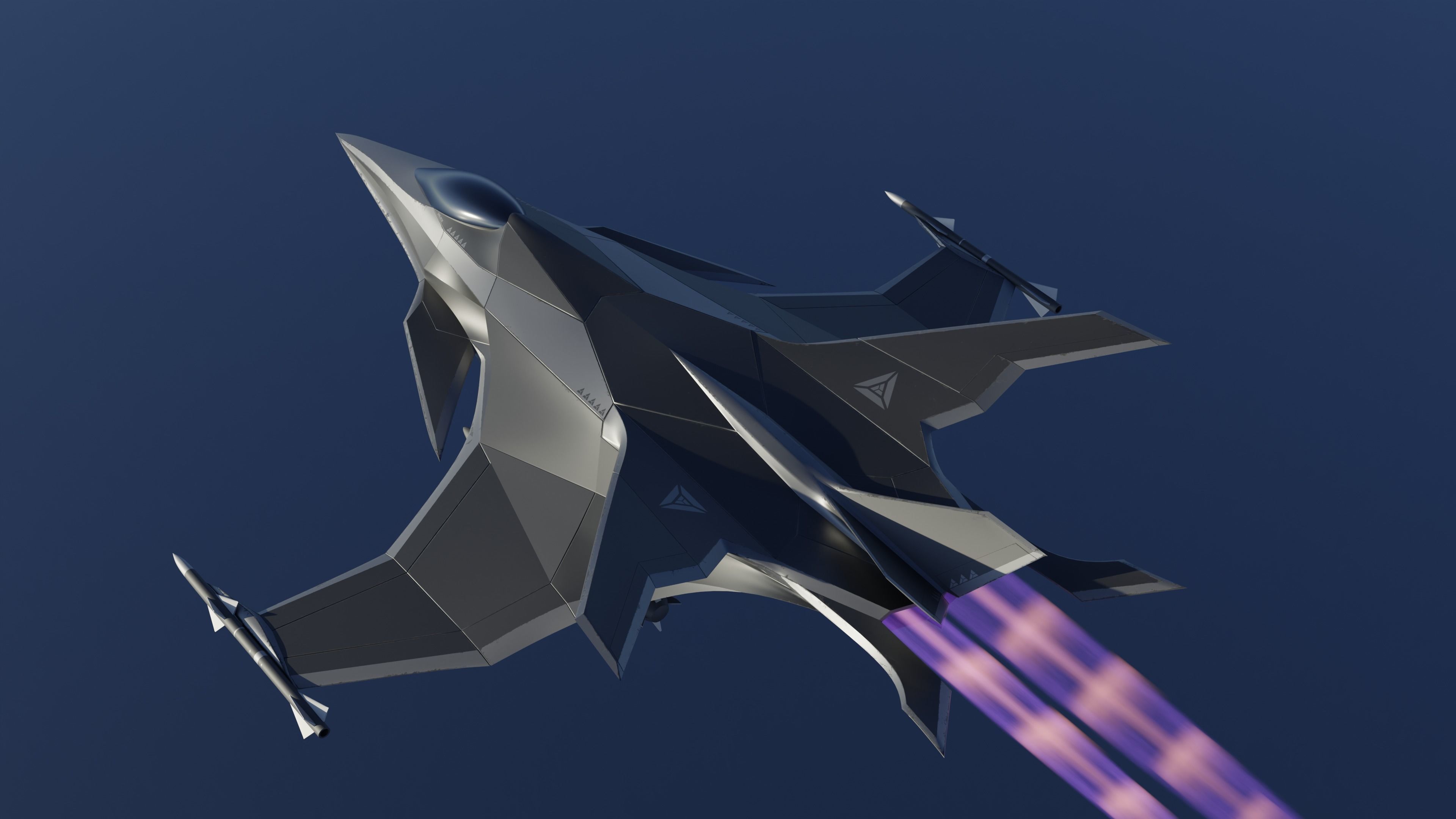 Sci Fi fighter aircraft Low-poly 3D model_1