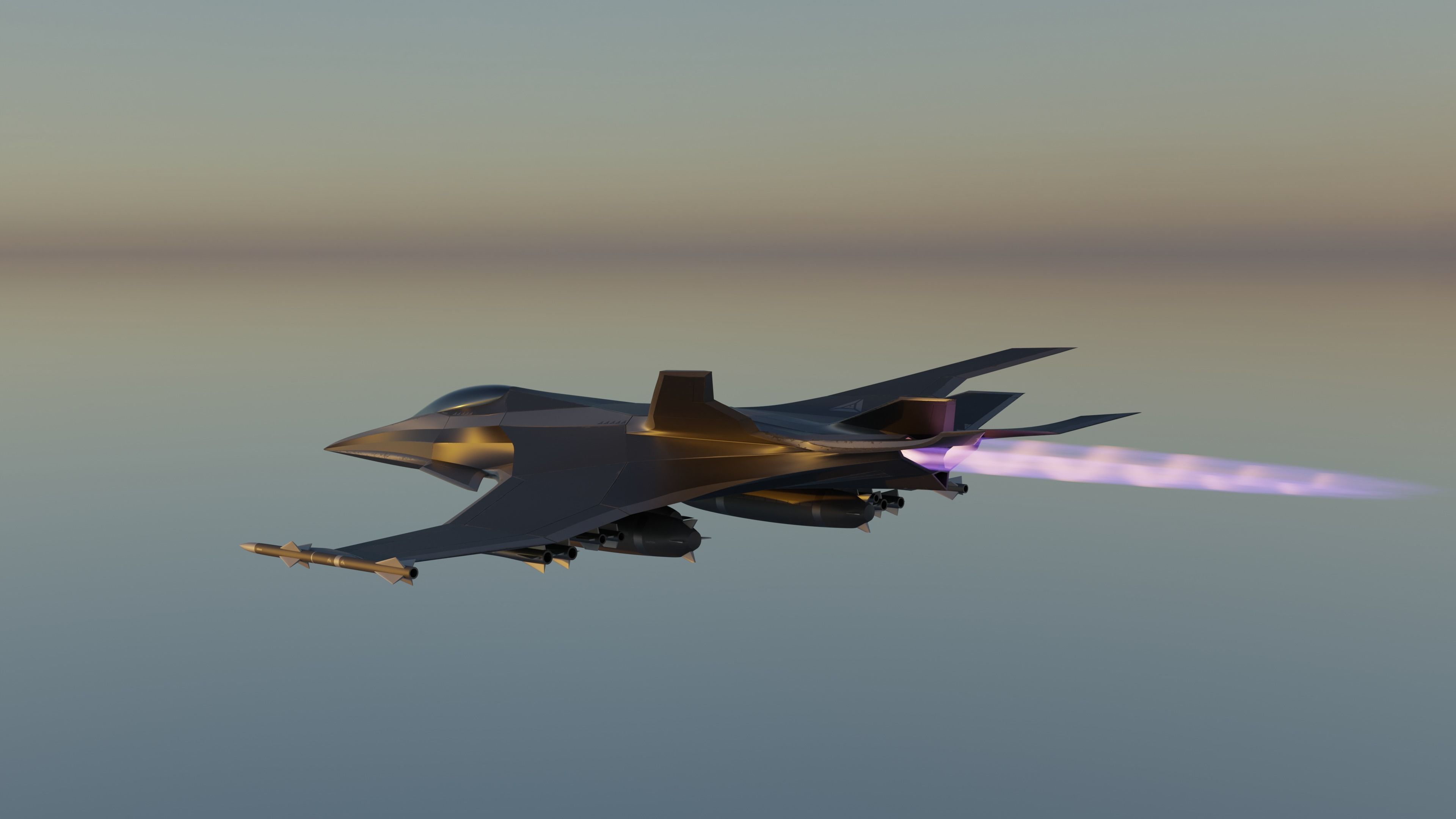 Sci Fi fighter aircraft Low-poly 3D model_8