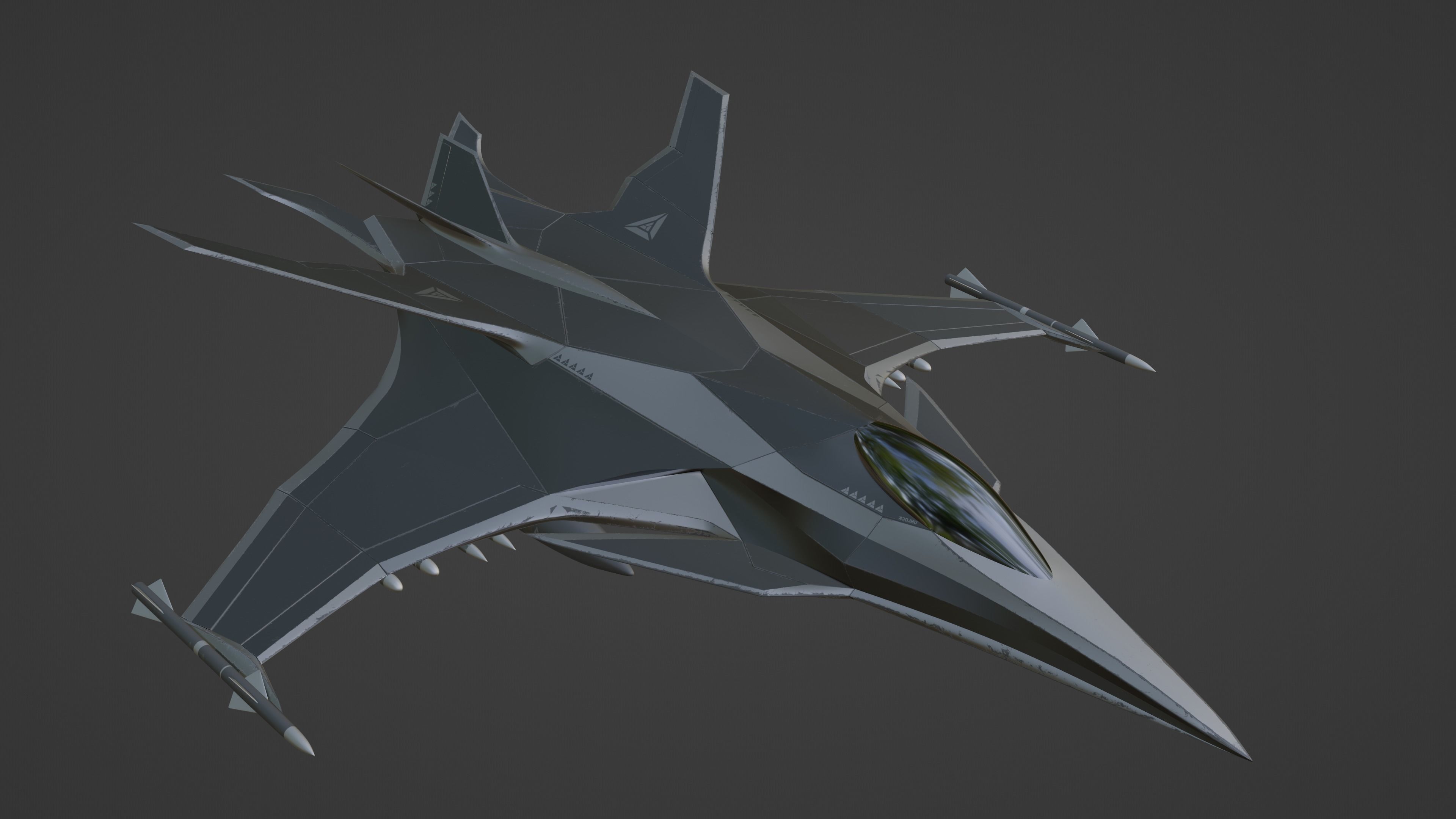Sci Fi fighter aircraft Low-poly 3D model_12