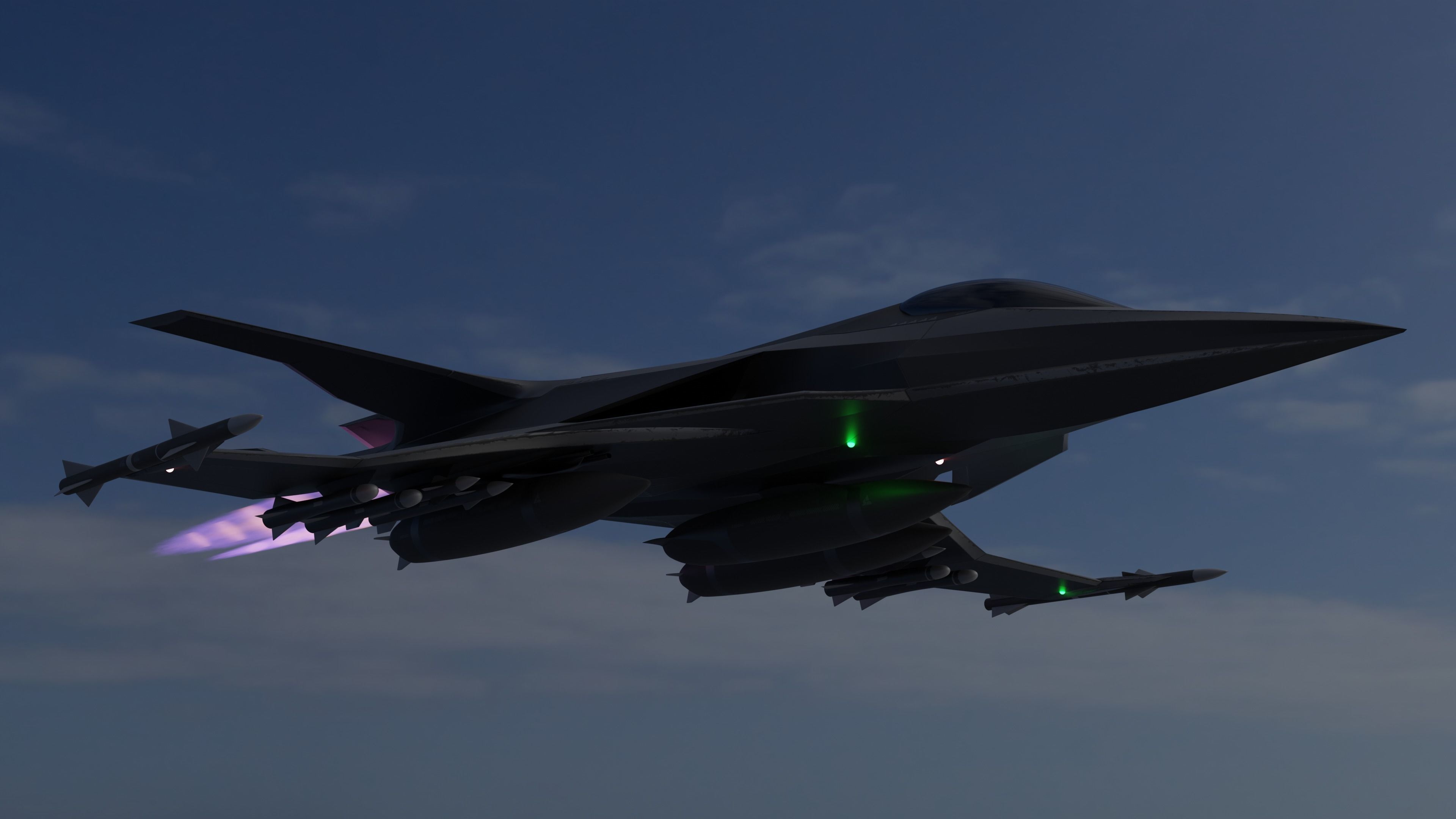 Sci Fi fighter aircraft Low-poly 3D model_7