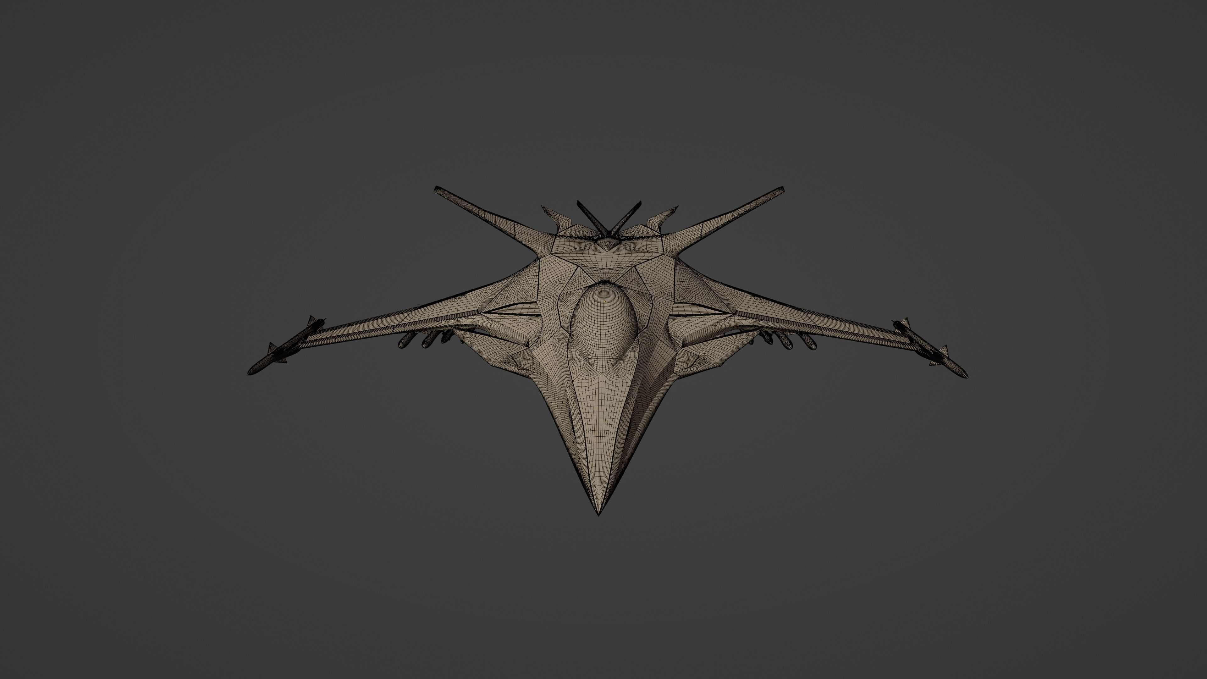 Sci Fi fighter aircraft Low-poly 3D model_14