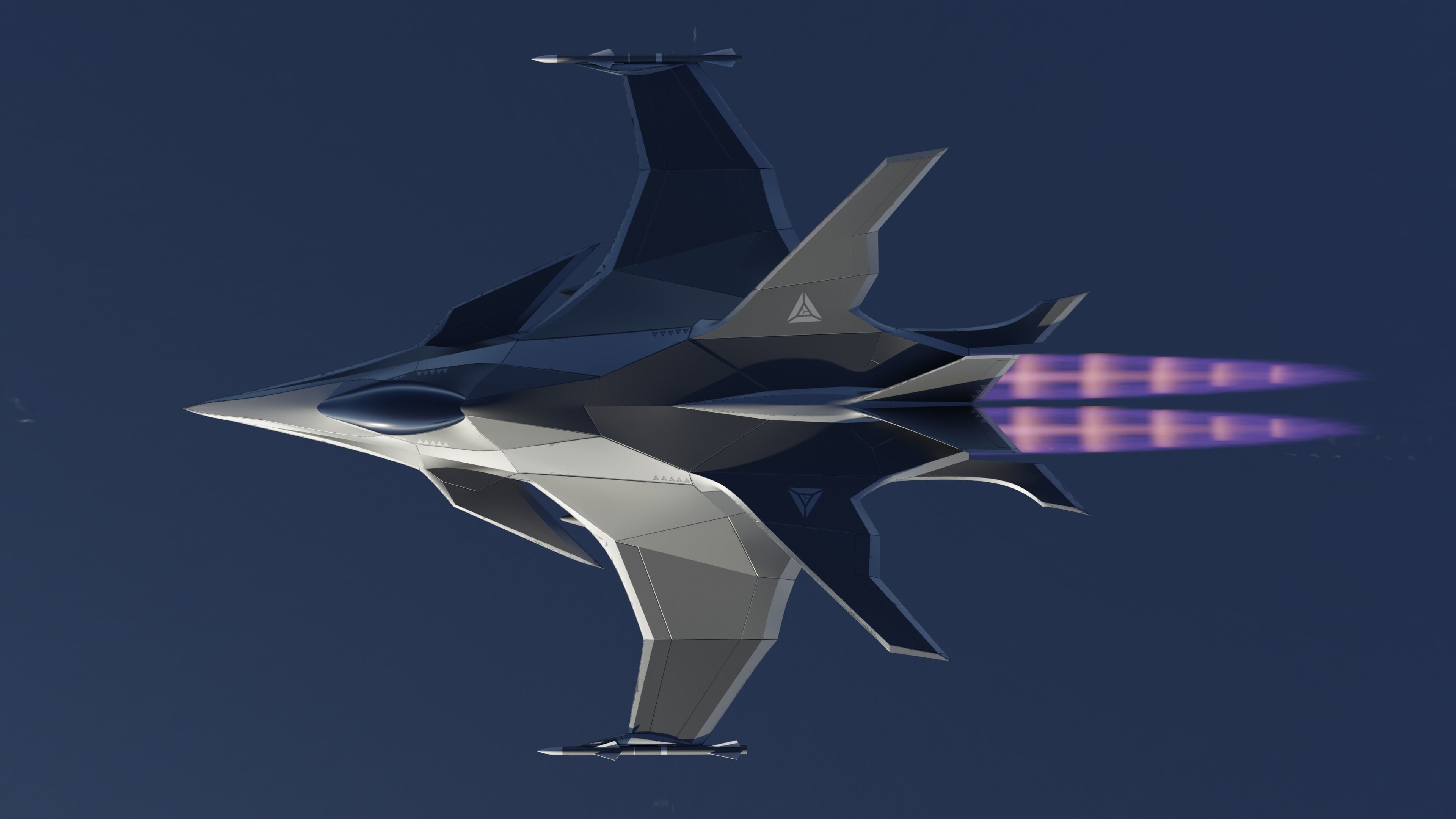 Sci Fi fighter aircraft Low-poly 3D model_3
