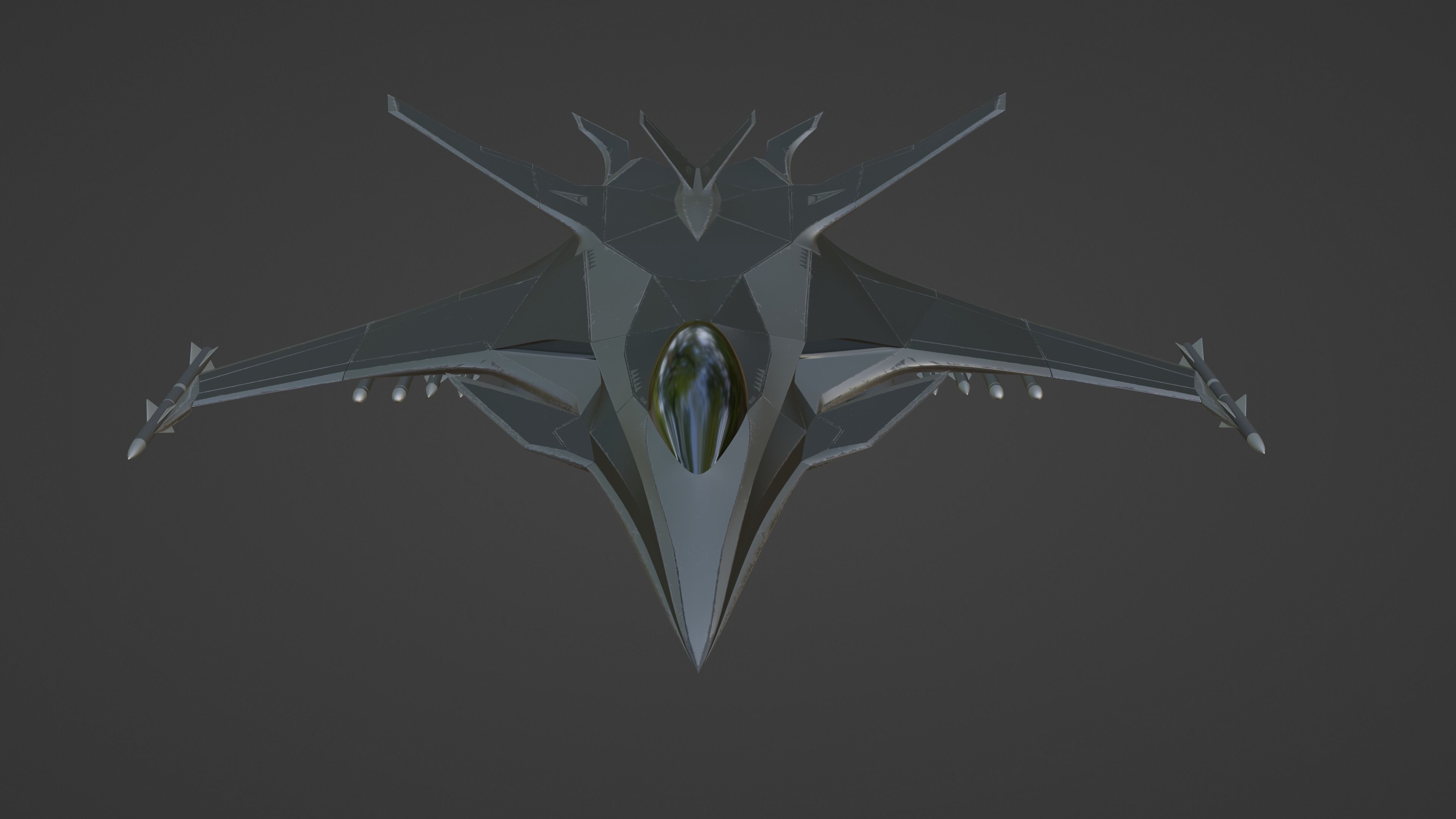 Sci Fi fighter aircraft Low-poly 3D model_10