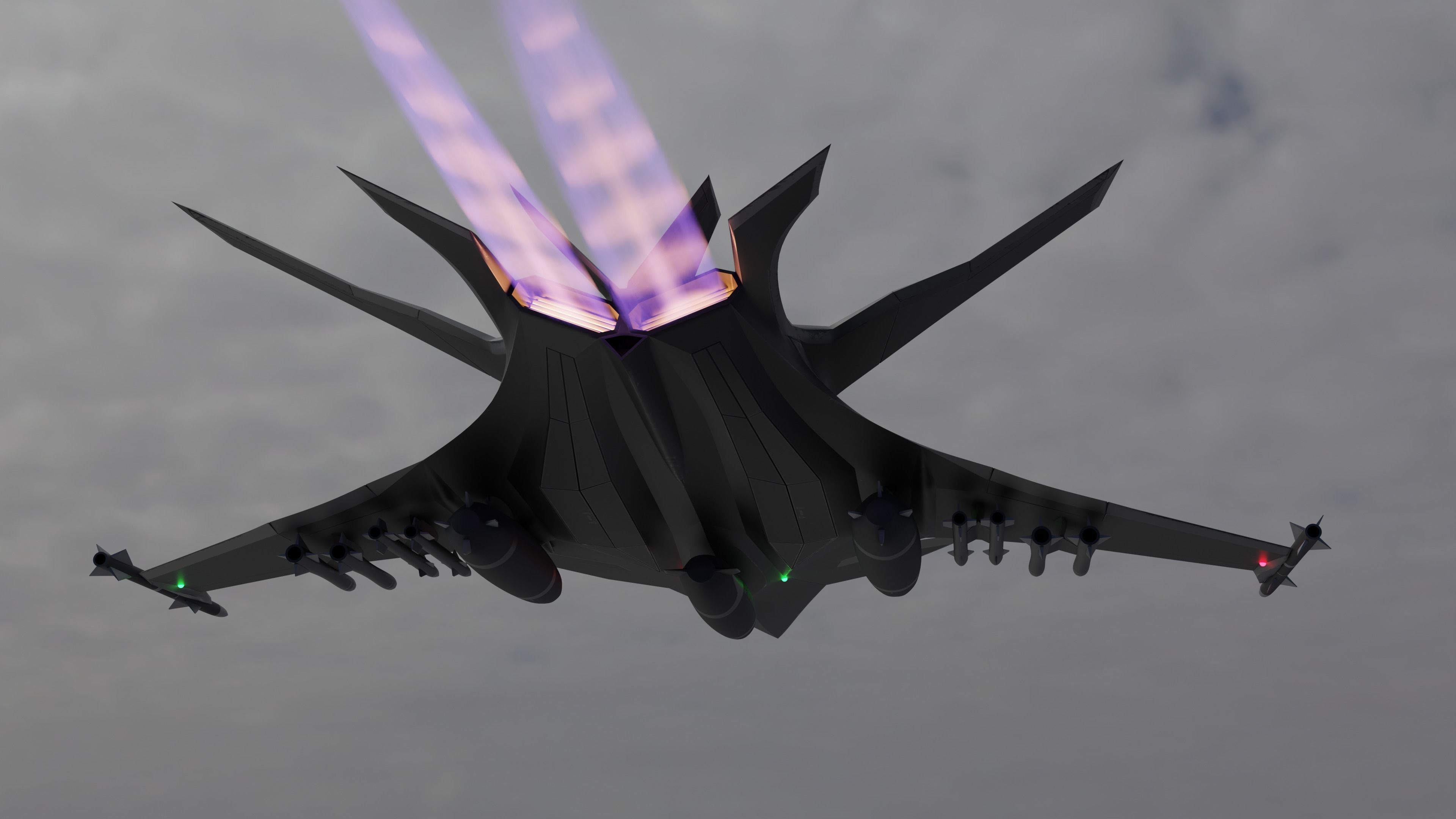 Sci Fi fighter aircraft Low-poly 3D model_6