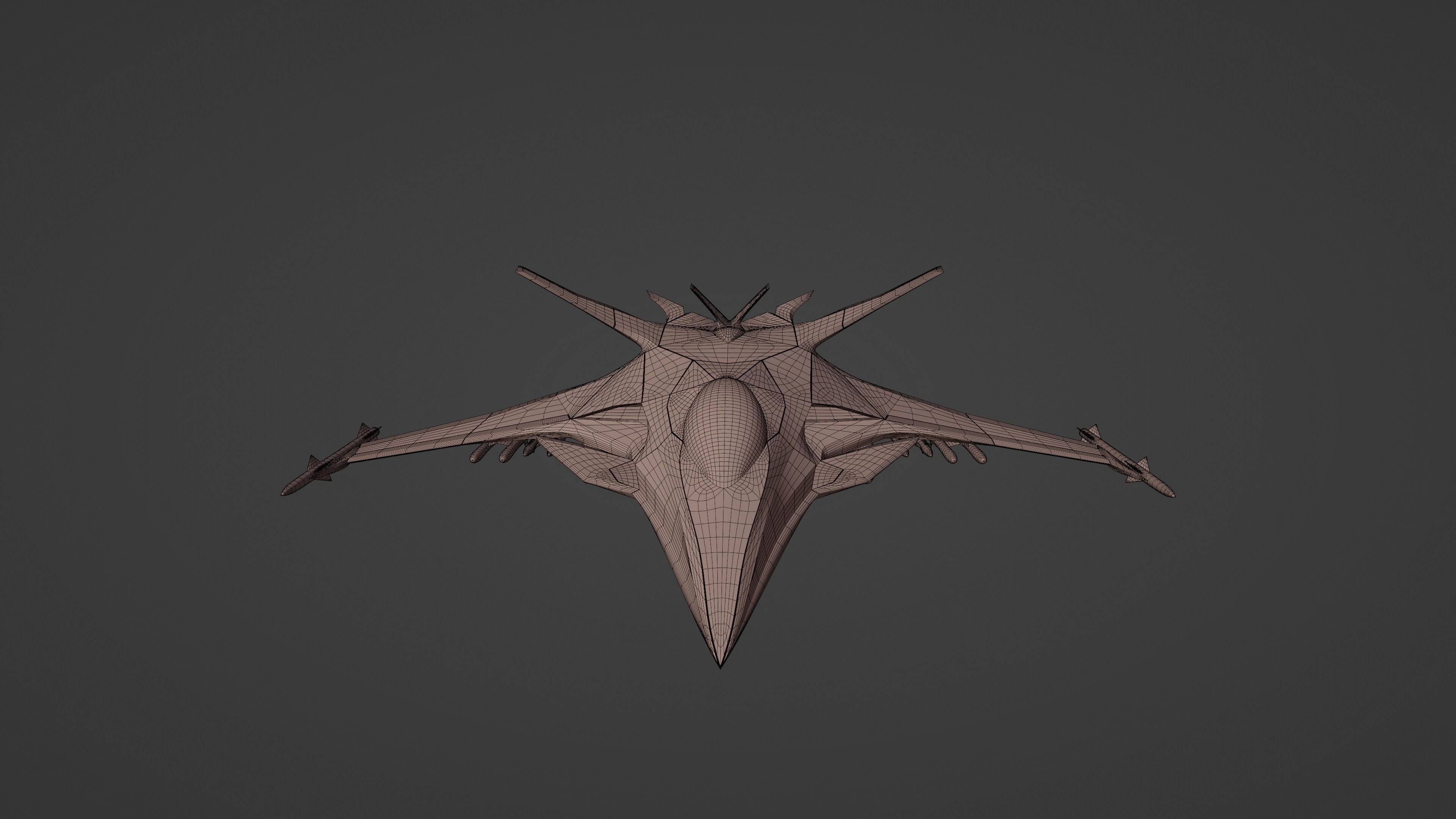 Sci Fi fighter aircraft Low-poly 3D model_16