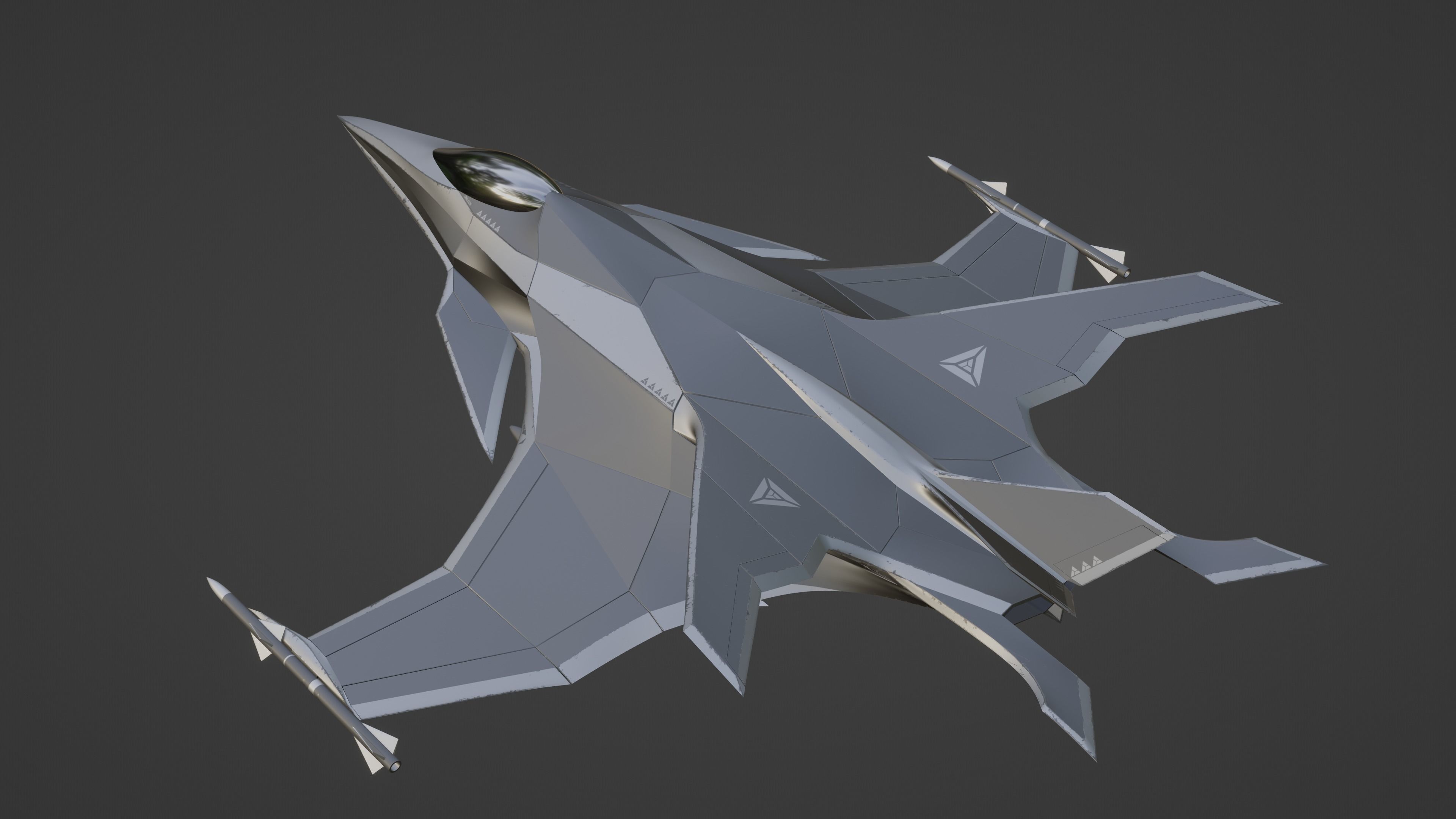 Sci Fi fighter aircraft Low-poly 3D model_13