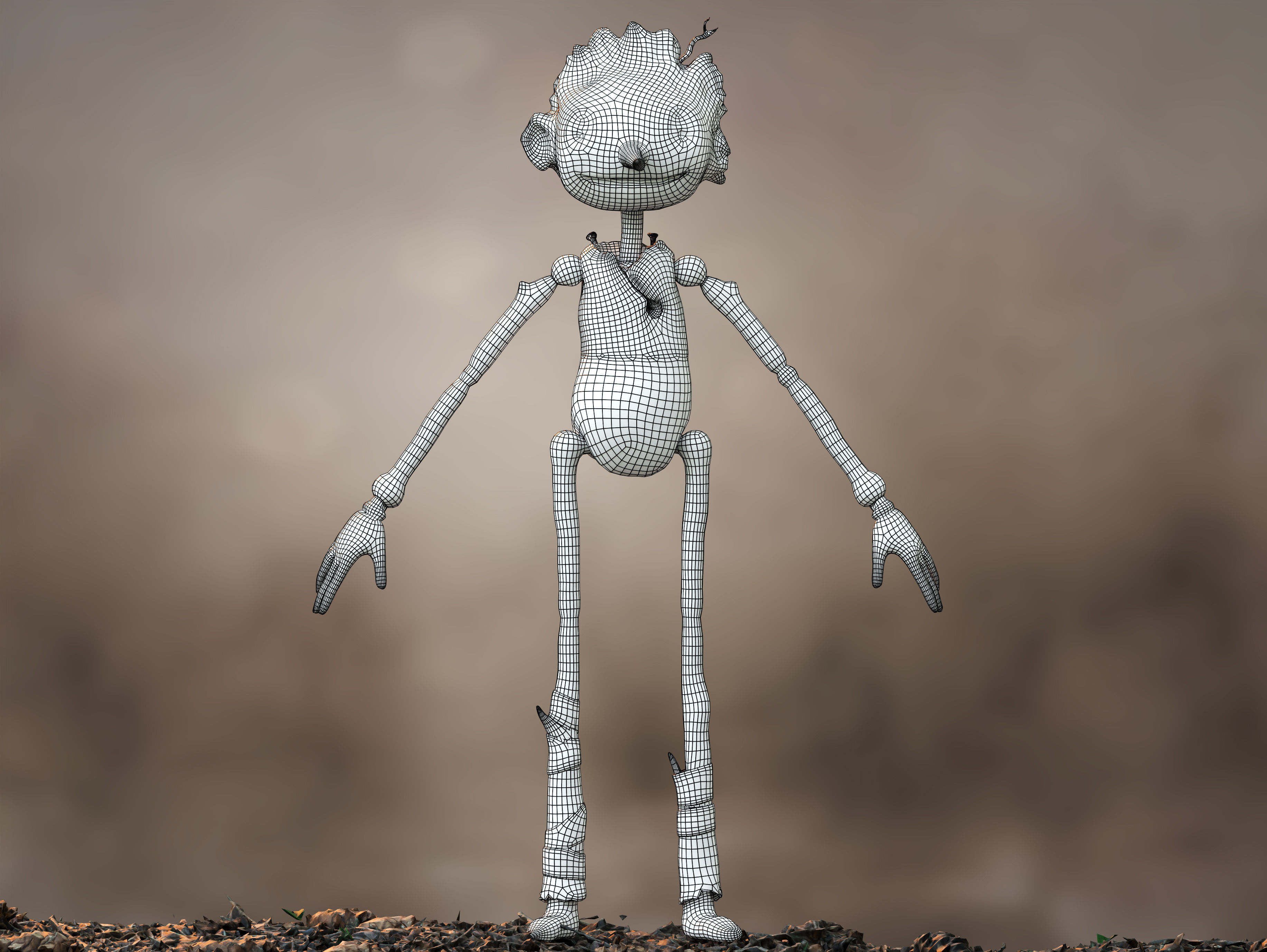 Pinocchio  Low-poly 3D model_9