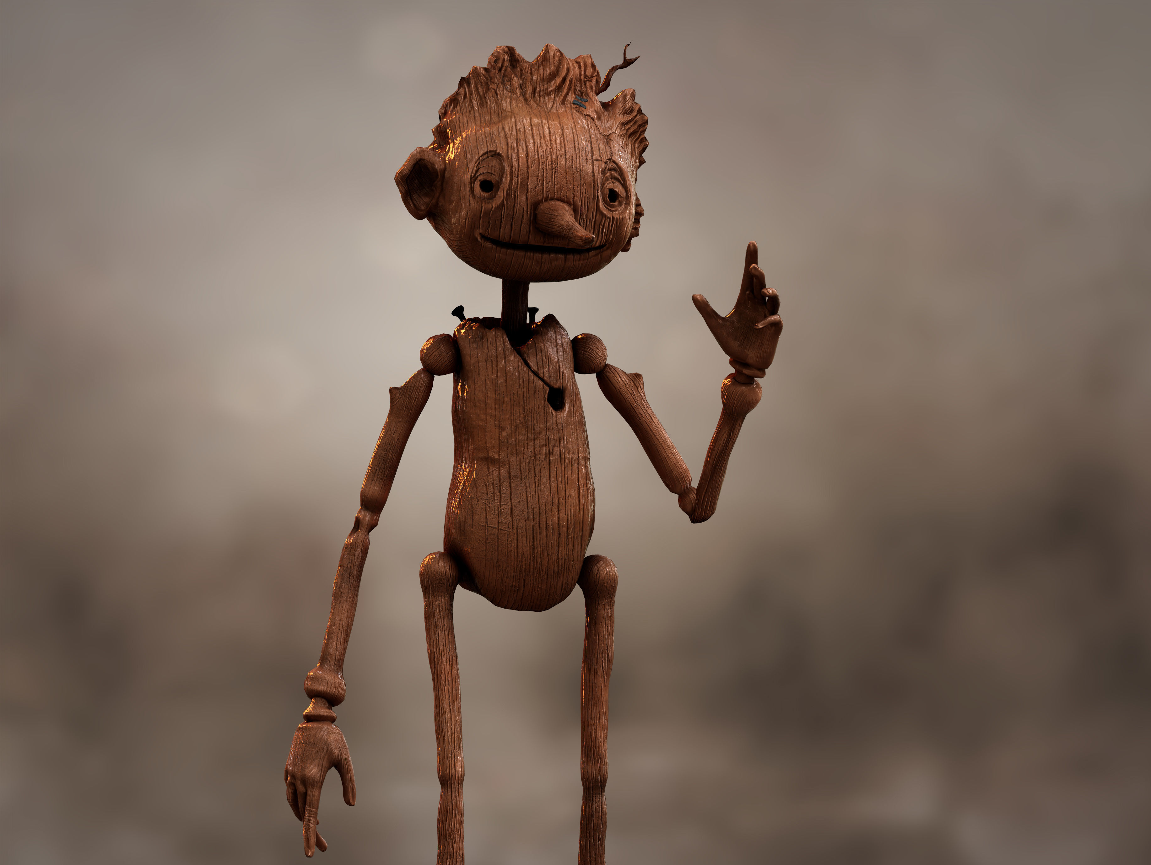 Pinocchio  Low-poly 3D model_3