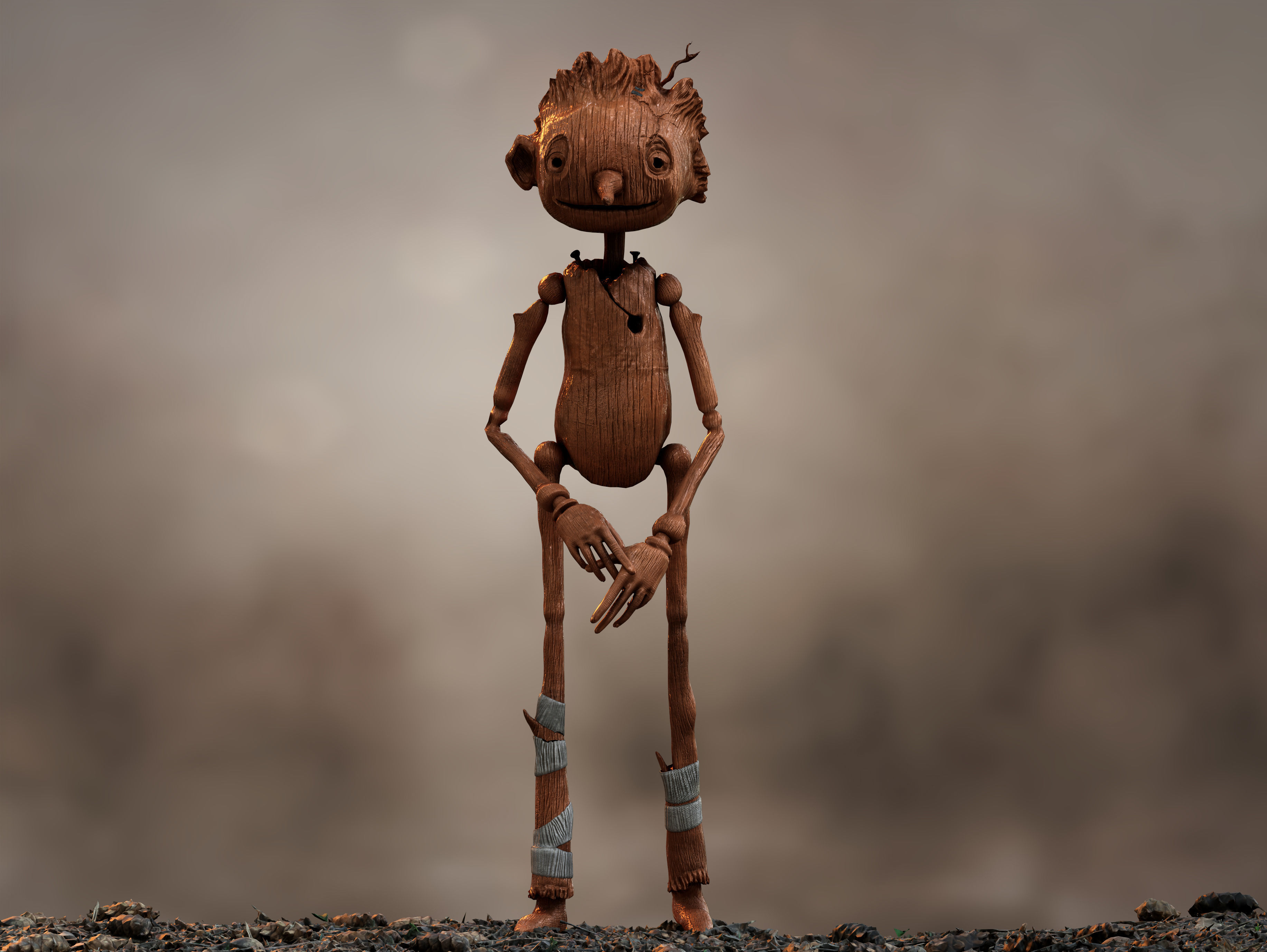 Pinocchio  Low-poly 3D model_8