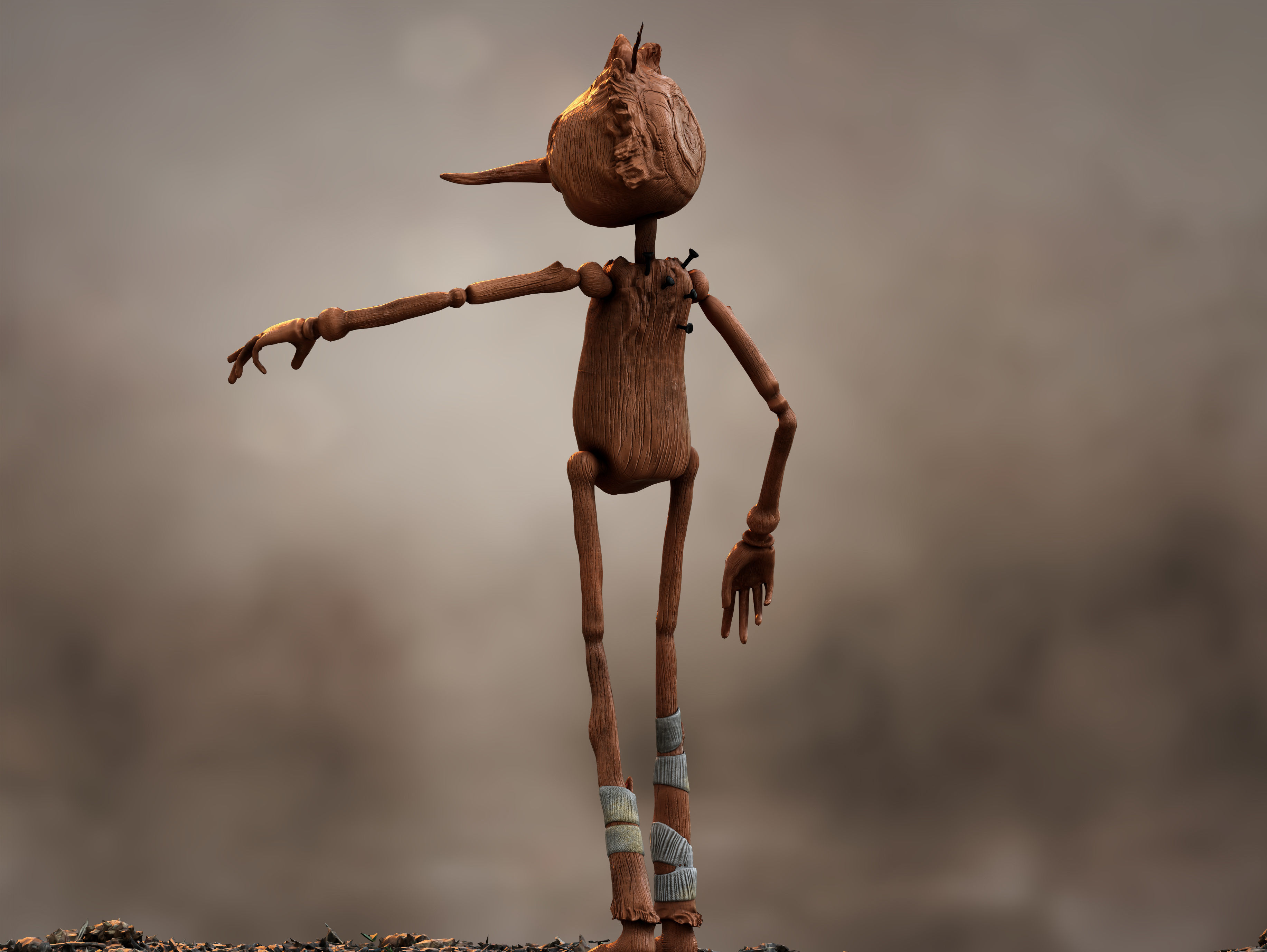 Pinocchio  Low-poly 3D model_5