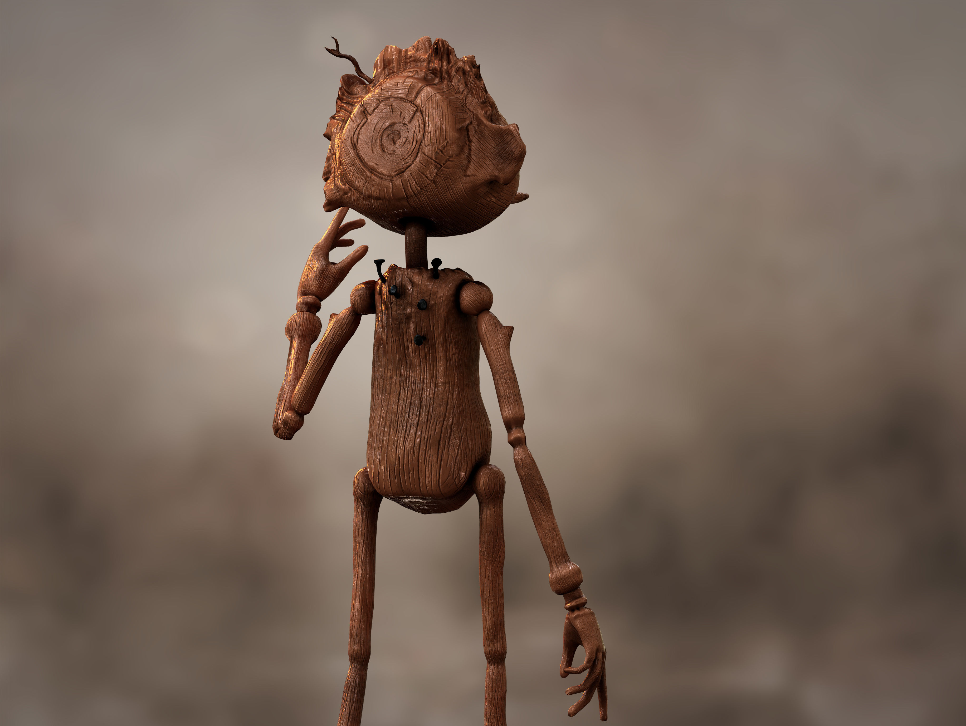 Pinocchio  Low-poly 3D model_7