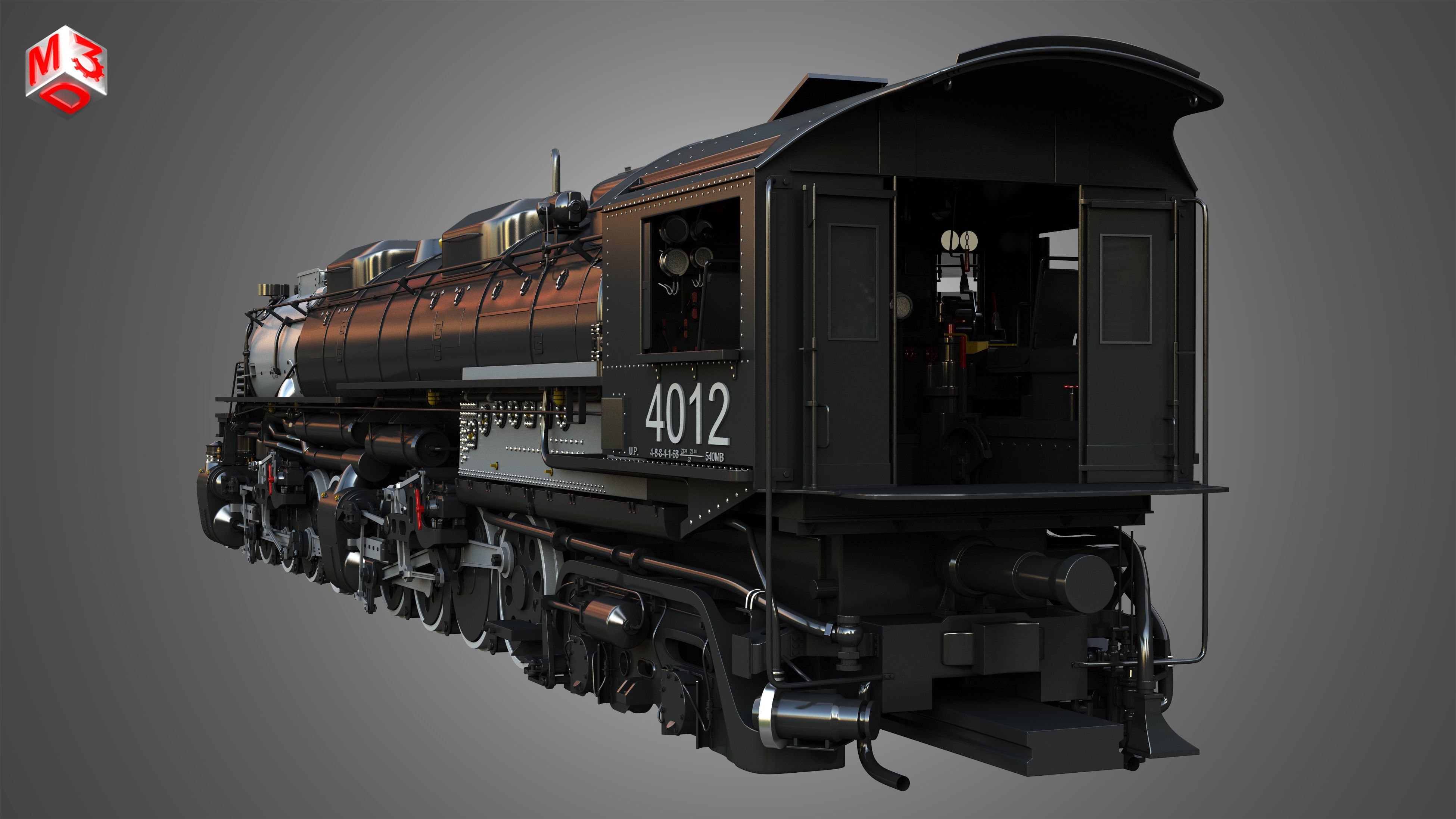 Big Boy 4014 - Steam Locomotive 3D model_14