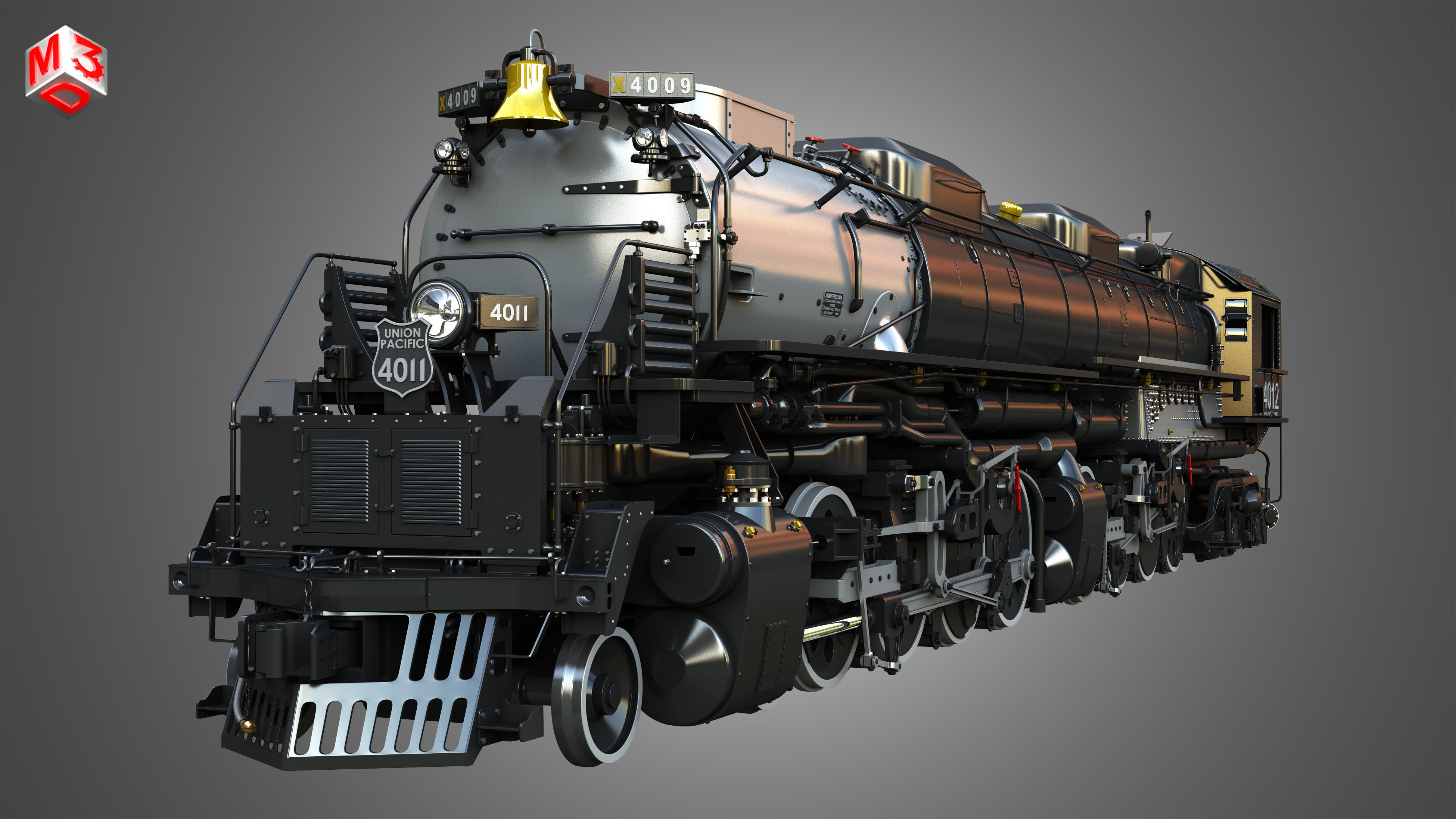 Big Boy 4014 - Steam Locomotive 3D model_11