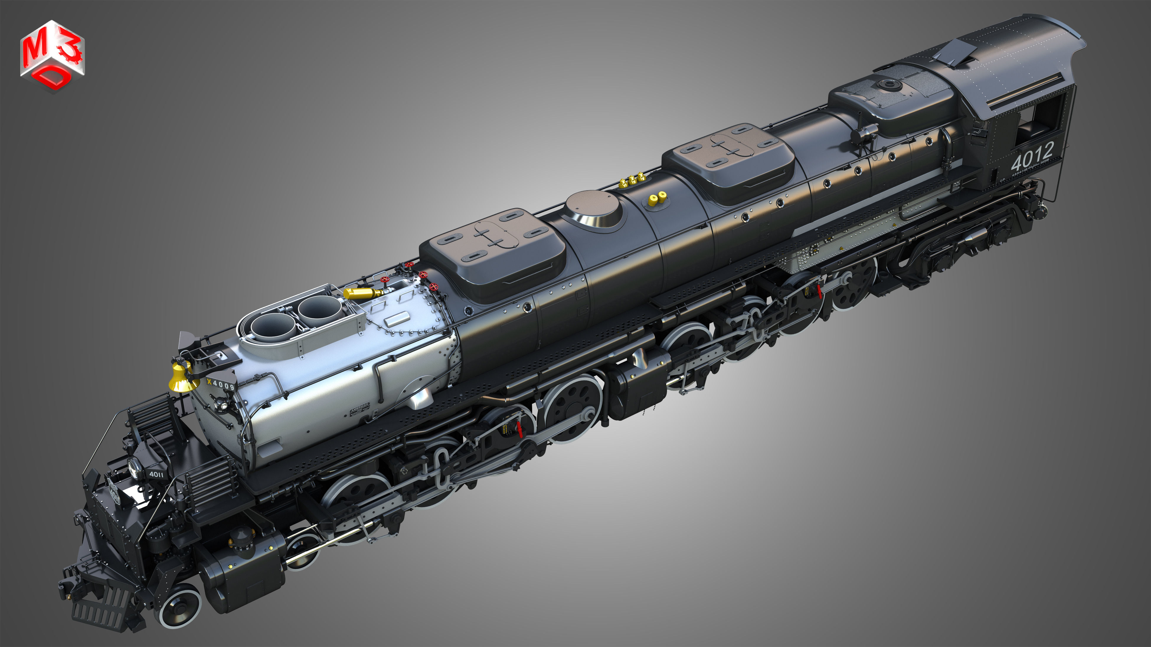 Big Boy 4014 - Steam Locomotive 3D model_15