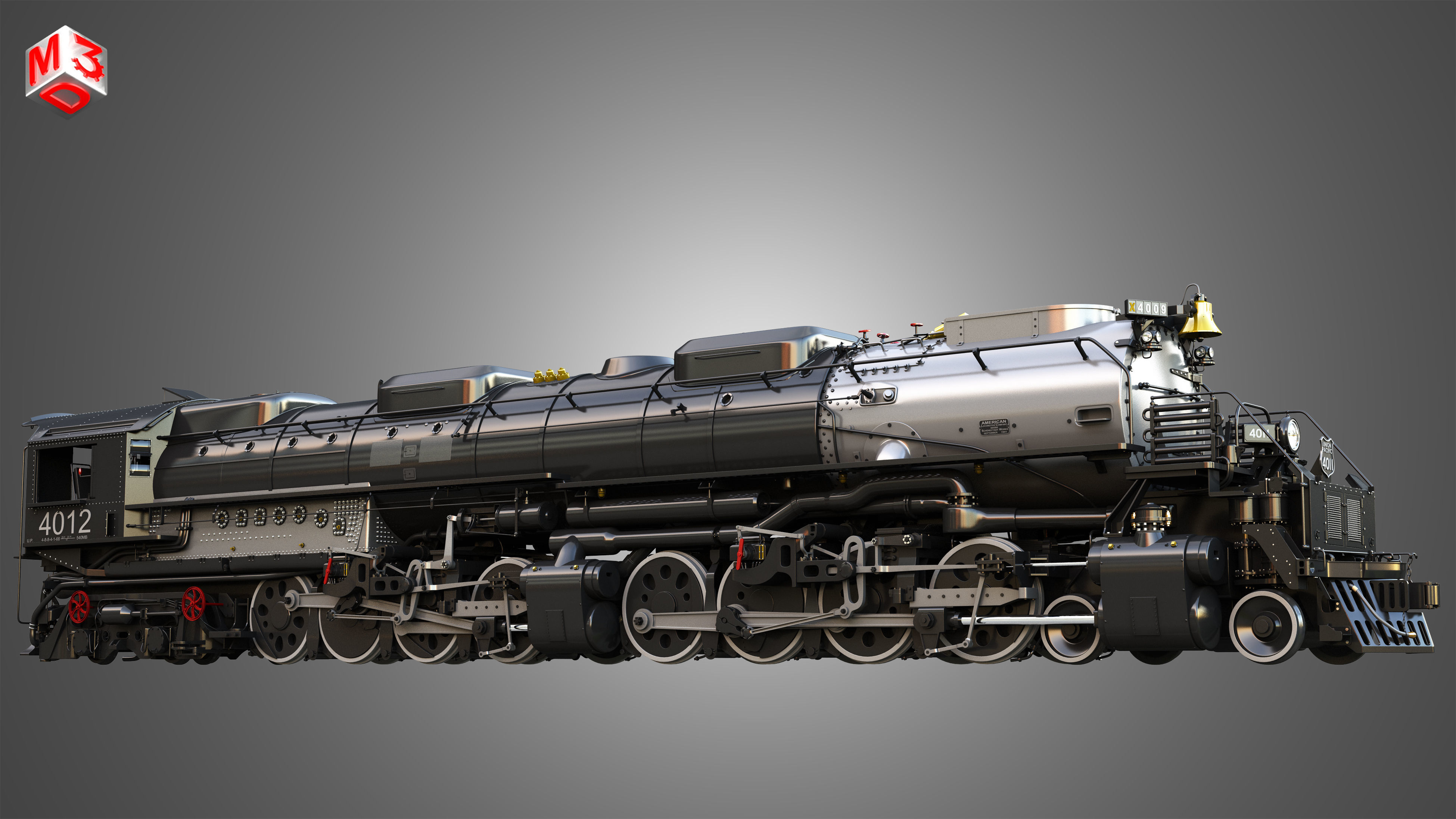 Big Boy 4014 - Steam Locomotive 3D model_9
