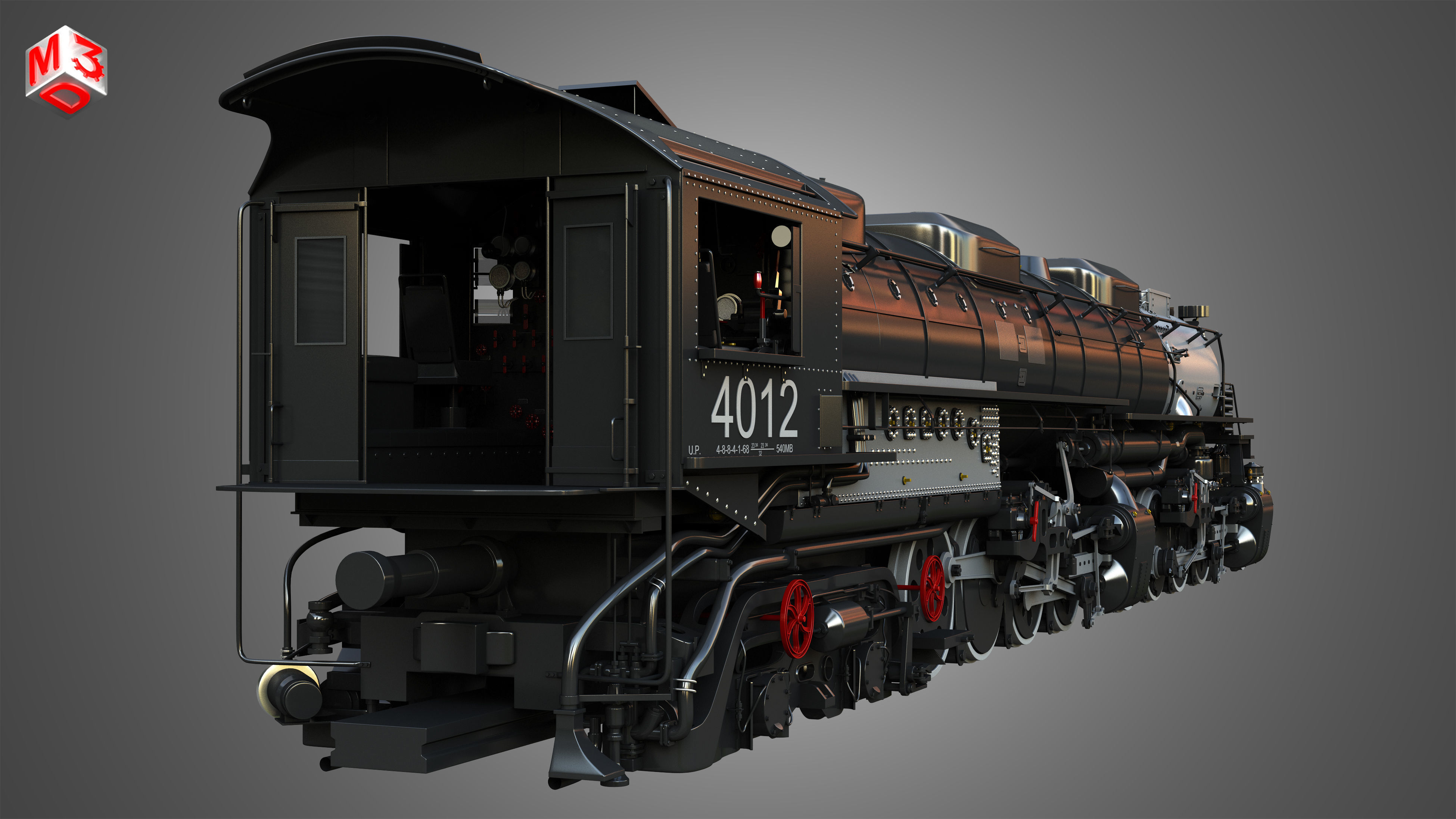 Big Boy 4014 - Steam Locomotive 3D model_12