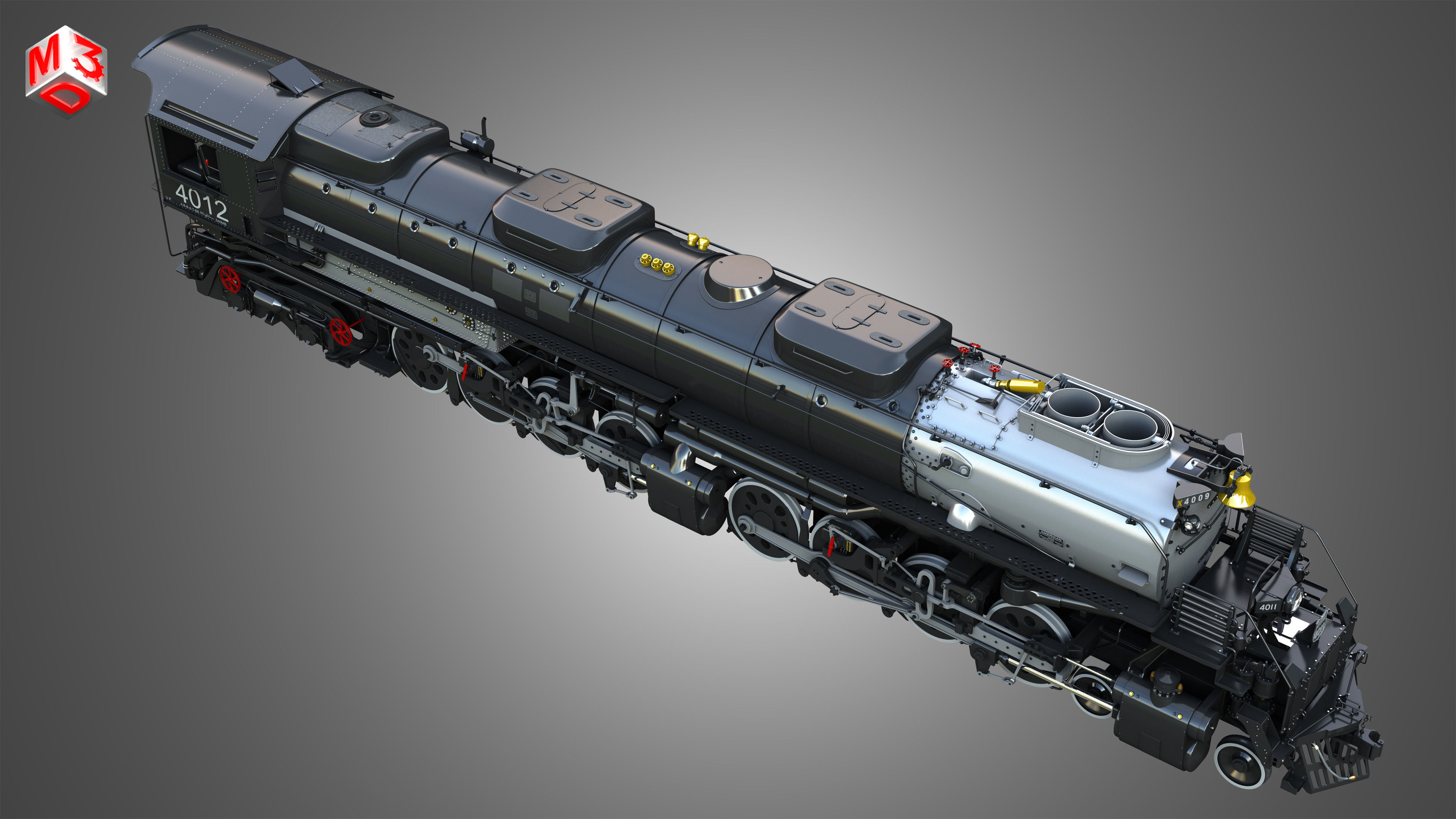 Big Boy 4014 - Steam Locomotive 3D model_17
