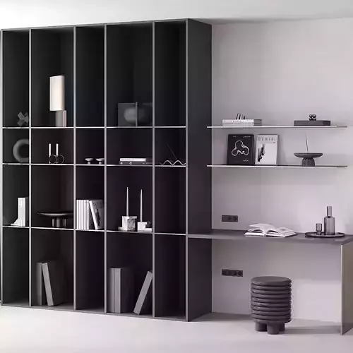 Black Workplace with Bookcase